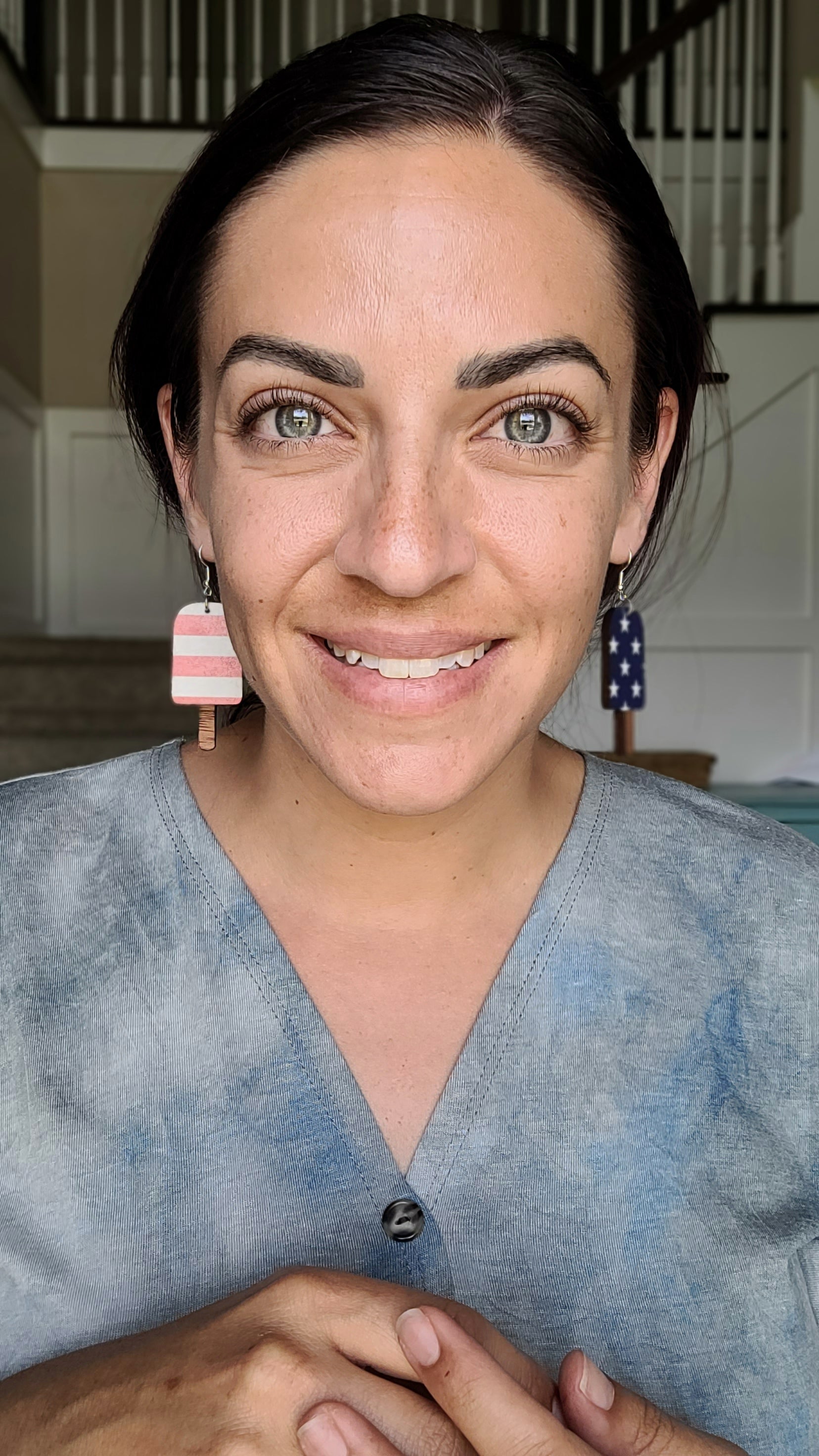 Shop Americana Stars & Stripes Flag Popsicle Dangles-Earrings at Ruby Joy Boutique, a Women's Clothing Store in Pickerington, Ohio