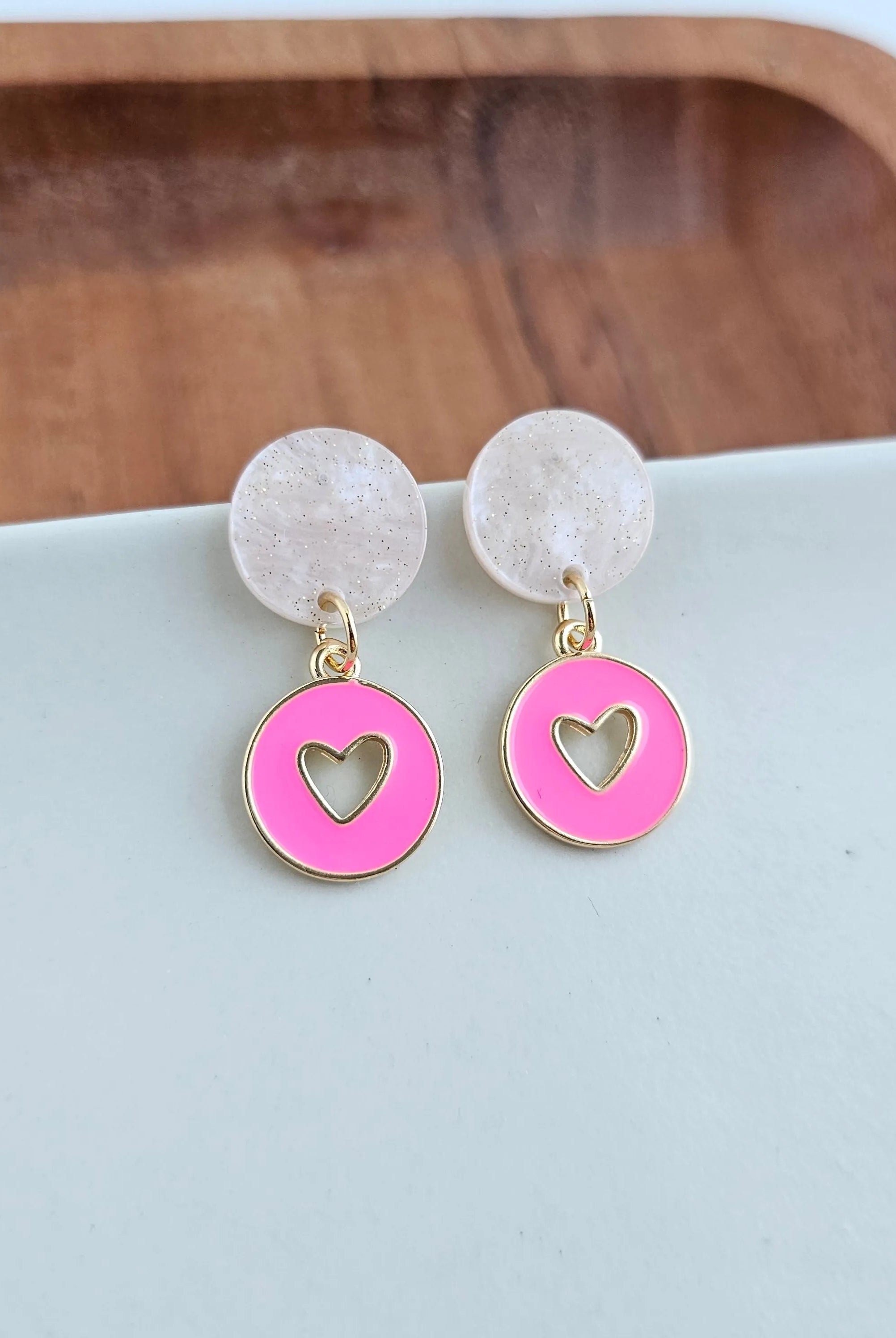 Shop Amora Heart Earrings - Pink- at Ruby Joy Boutique, a Women's Clothing Store in Pickerington, Ohio