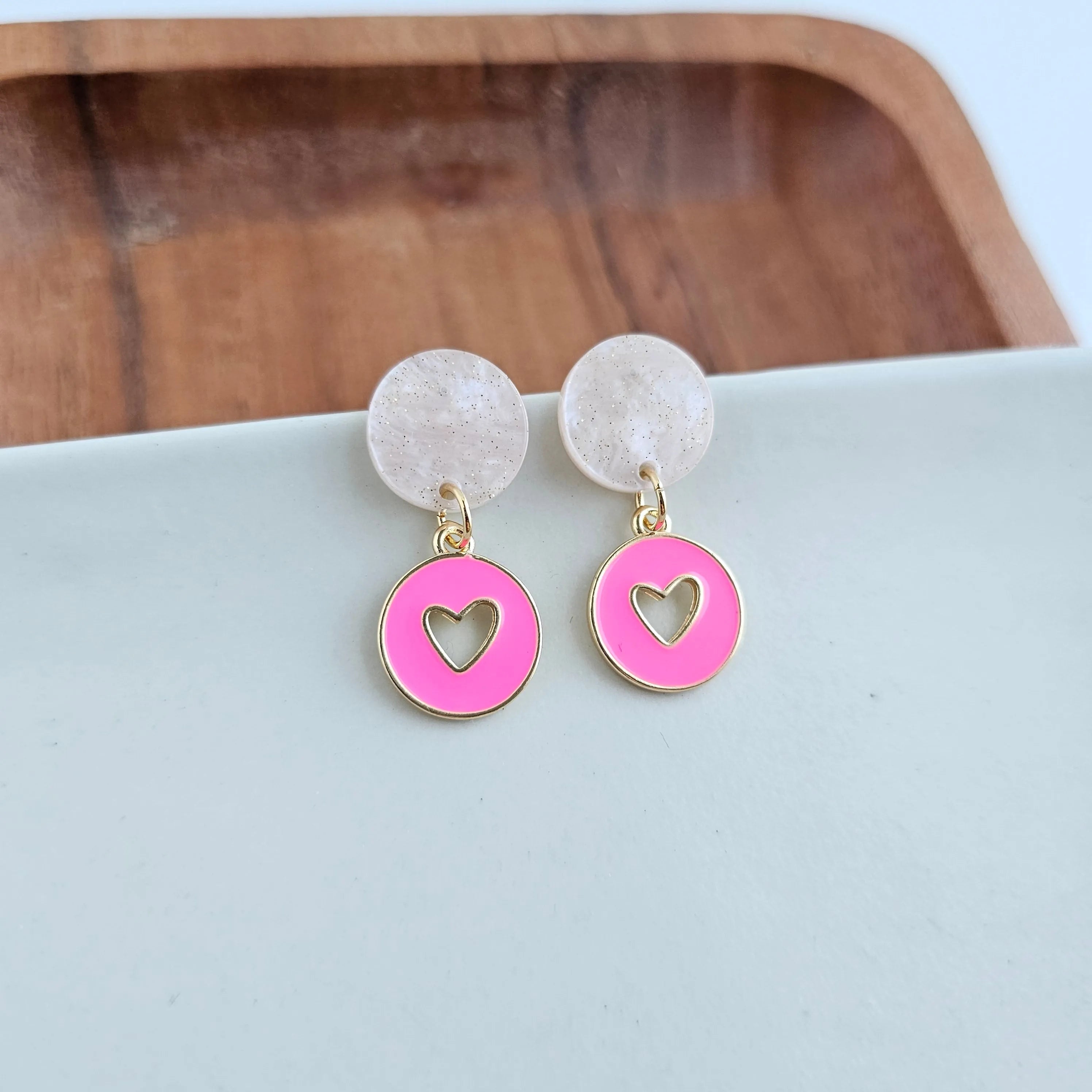 Shop Amora Heart Earrings - Pink- at Ruby Joy Boutique, a Women's Clothing Store in Pickerington, Ohio