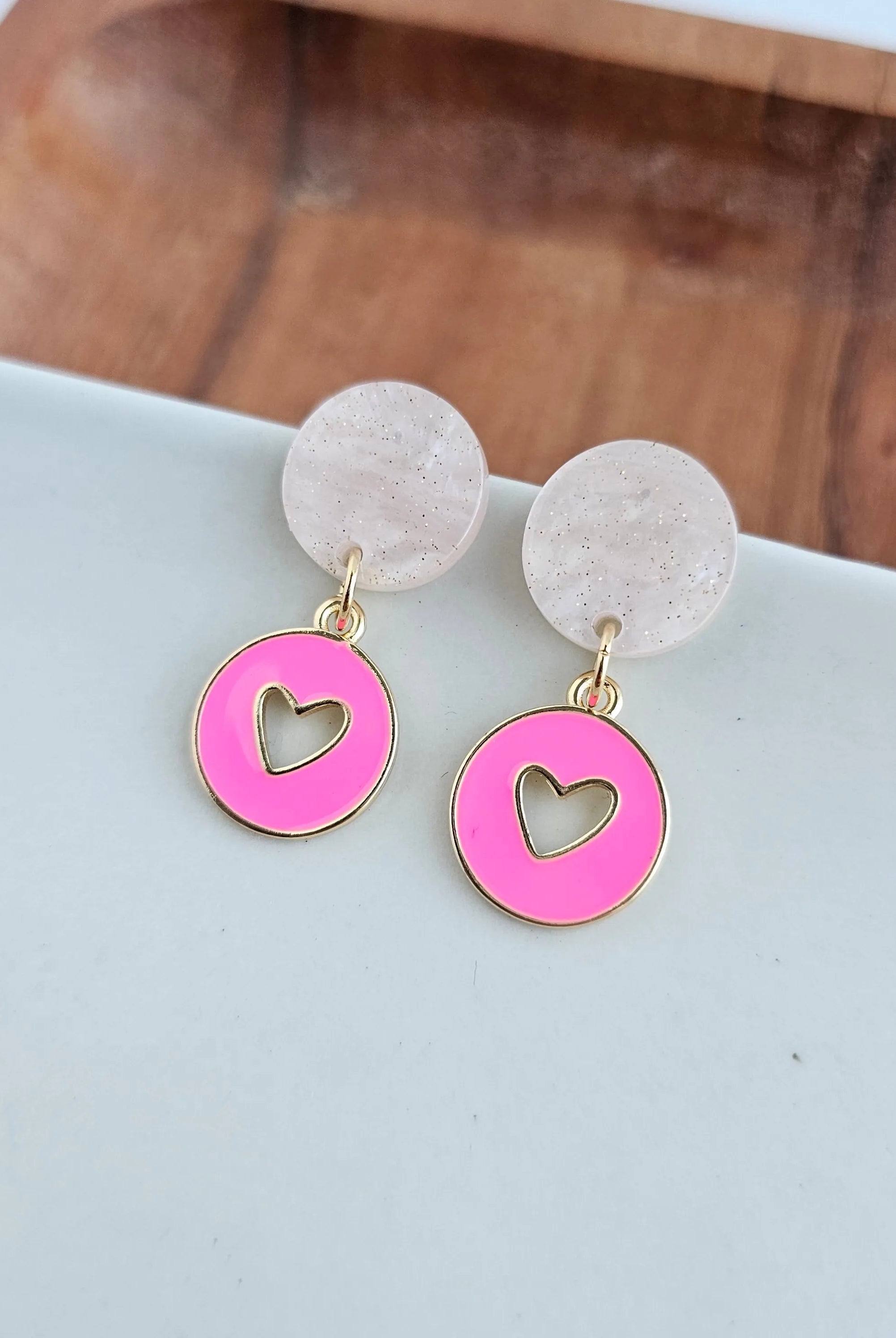 Shop Amora Heart Earrings - Pink- at Ruby Joy Boutique, a Women's Clothing Store in Pickerington, Ohio