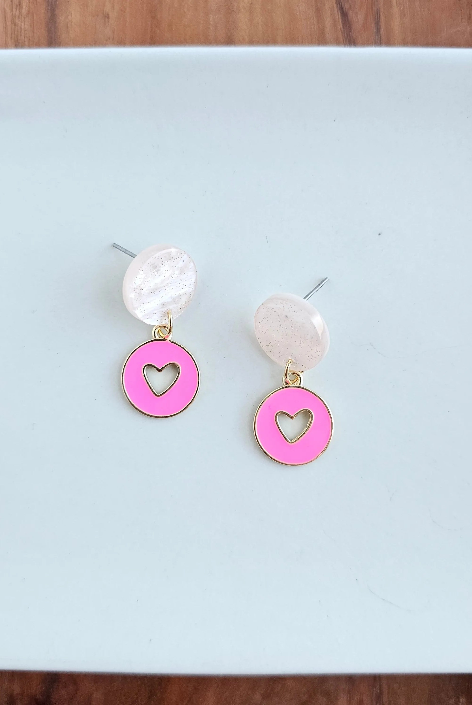 Shop Amora Heart Earrings - Pink- at Ruby Joy Boutique, a Women's Clothing Store in Pickerington, Ohio