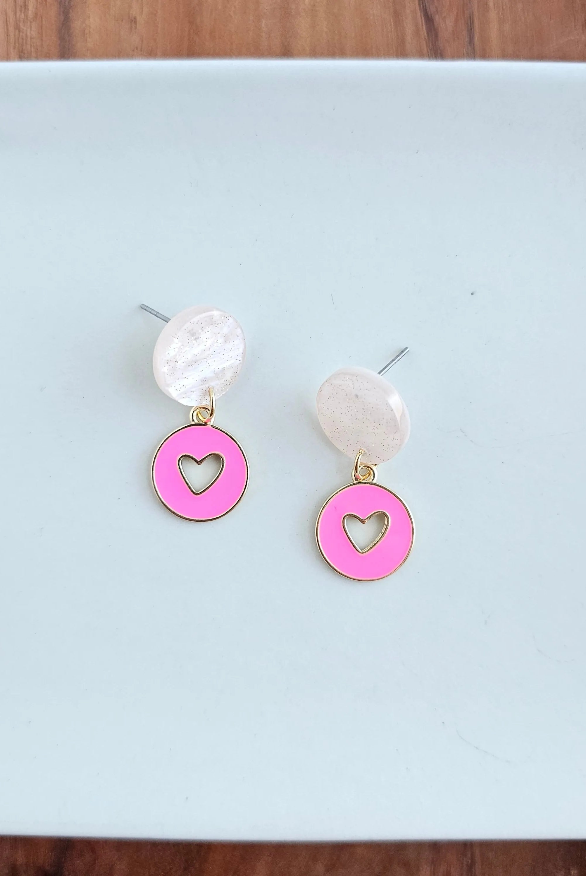 Shop Amora Heart Earrings - Pink- at Ruby Joy Boutique, a Women's Clothing Store in Pickerington, Ohio