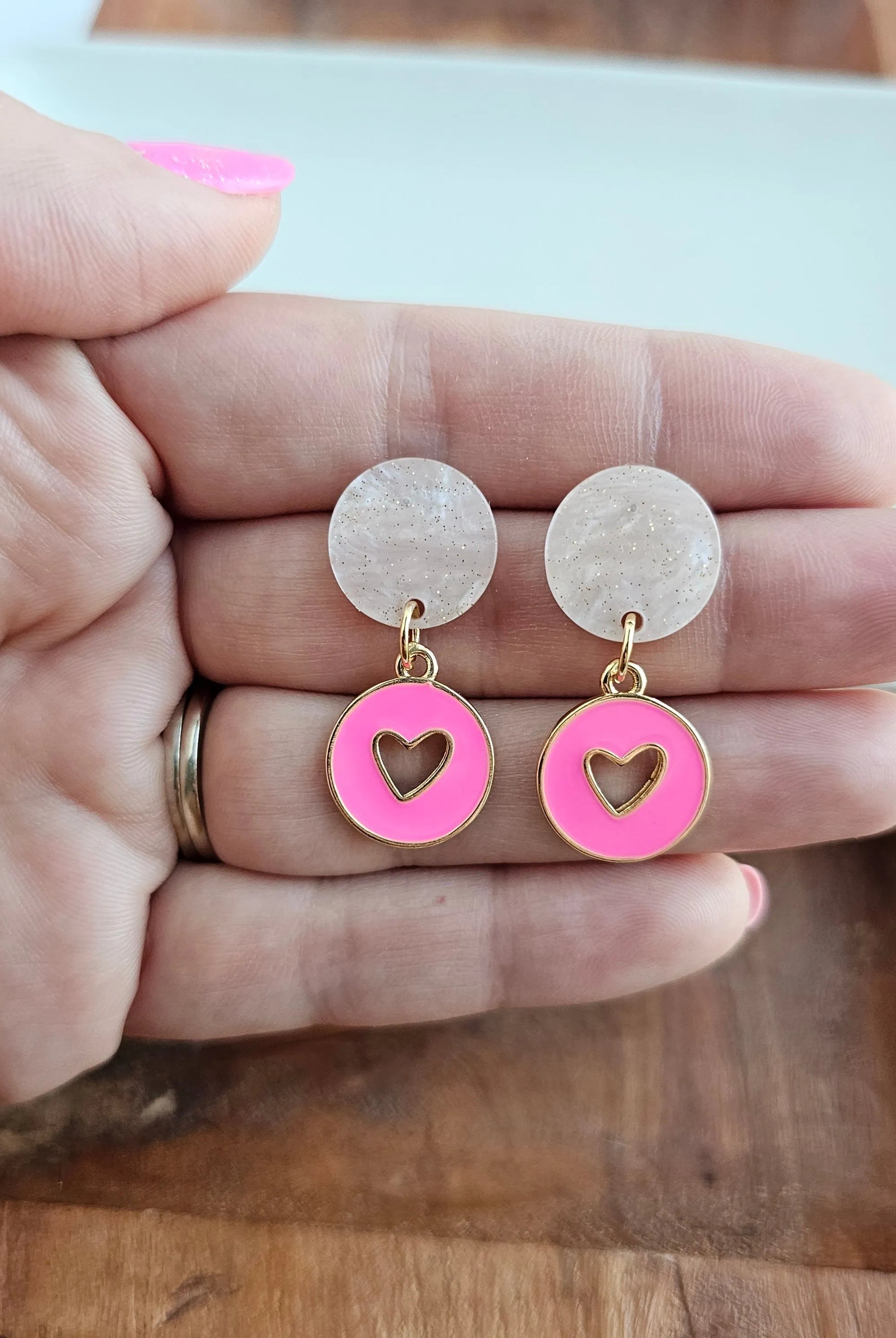 Shop Amora Heart Earrings - Pink- at Ruby Joy Boutique, a Women's Clothing Store in Pickerington, Ohio