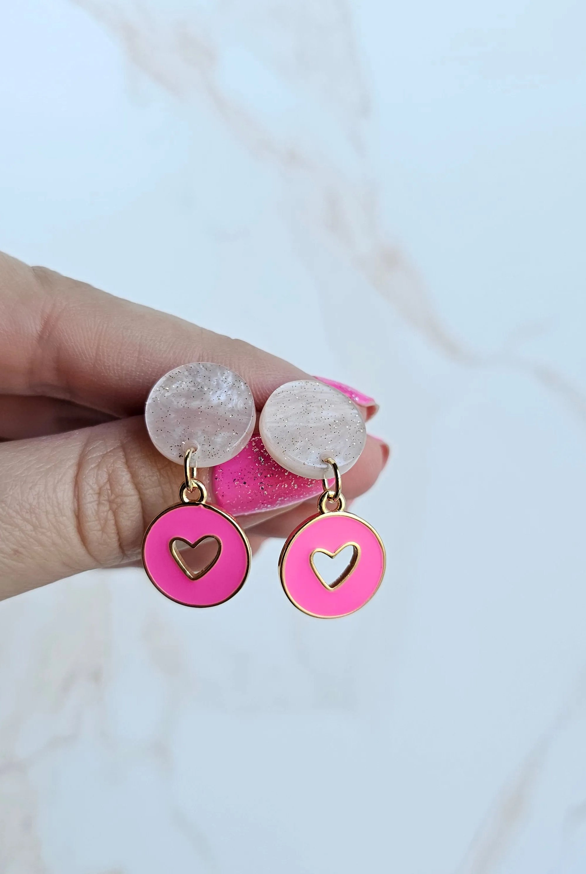 Shop Amora Heart Earrings - Pink- at Ruby Joy Boutique, a Women's Clothing Store in Pickerington, Ohio