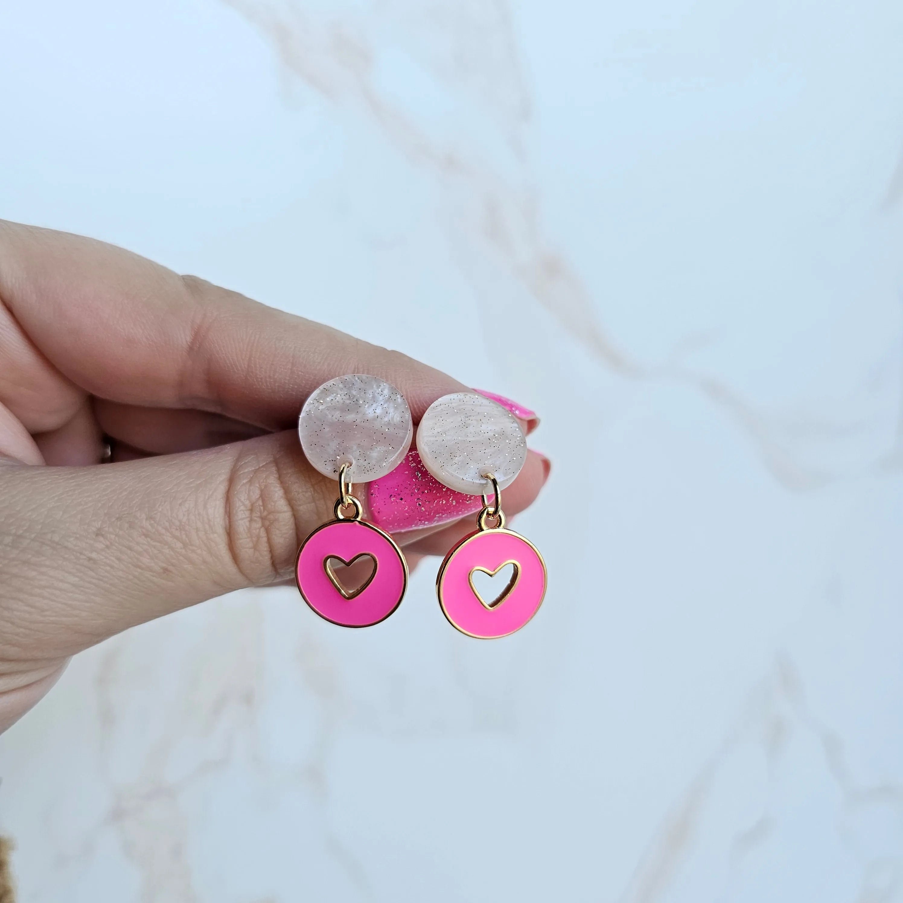 Shop Amora Heart Earrings - Pink- at Ruby Joy Boutique, a Women's Clothing Store in Pickerington, Ohio