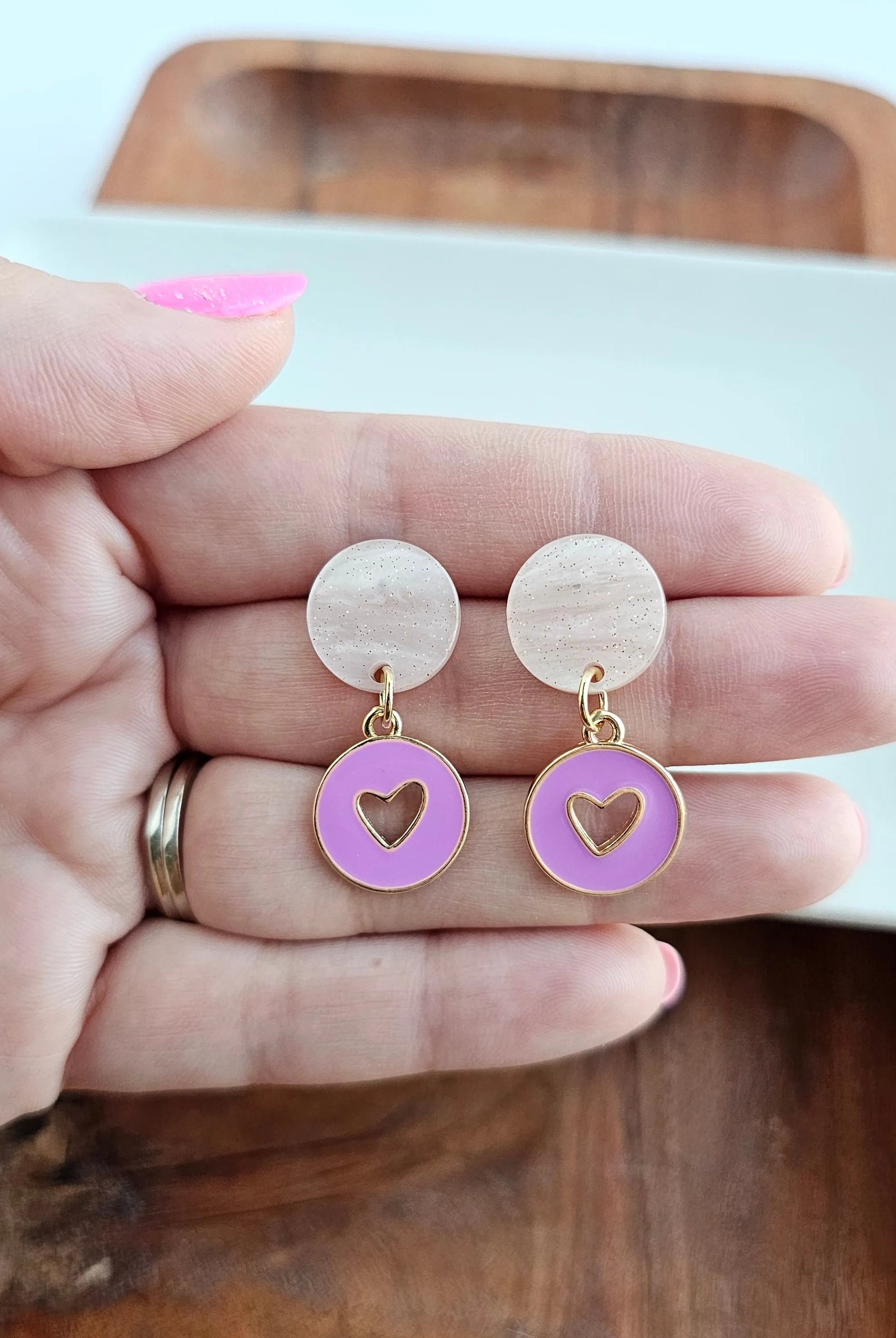 Shop Amora Heart Earrings - Purple- at Ruby Joy Boutique, a Women's Clothing Store in Pickerington, Ohio