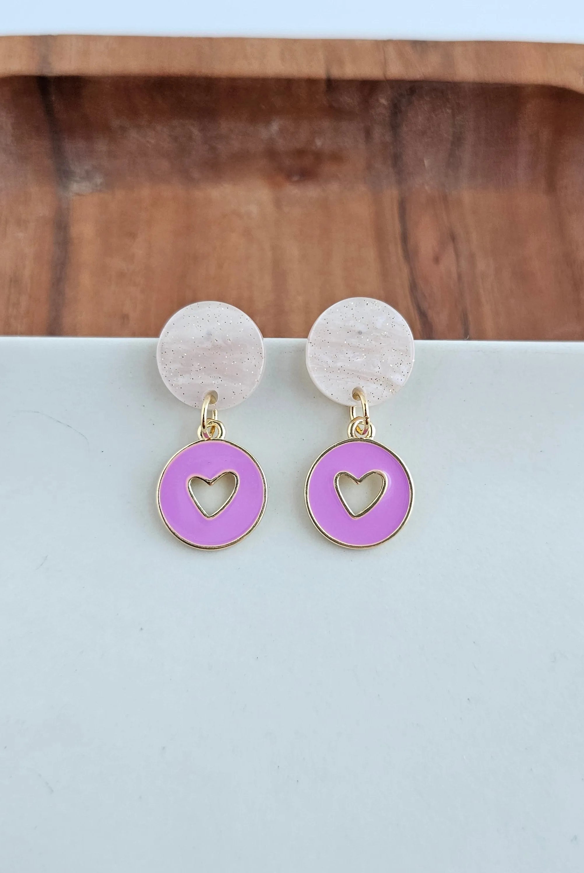 Shop Amora Heart Earrings - Purple- at Ruby Joy Boutique, a Women's Clothing Store in Pickerington, Ohio