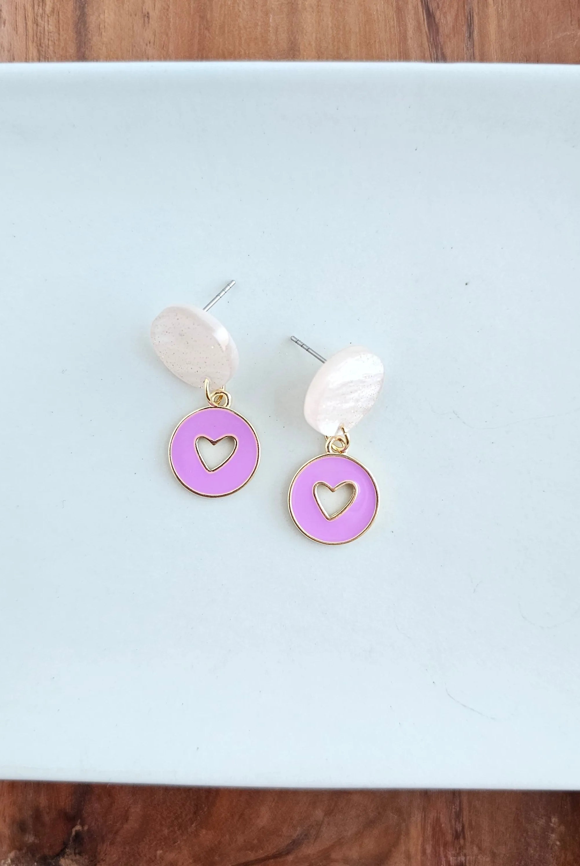 Shop Amora Heart Earrings - Purple- at Ruby Joy Boutique, a Women's Clothing Store in Pickerington, Ohio