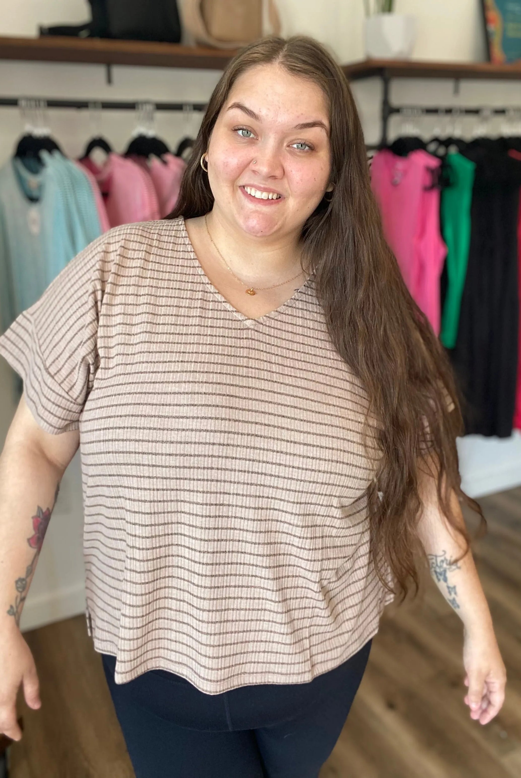 Shop Averi Striped Dolman Top- at Ruby Joy Boutique, a Women's Clothing Store in Pickerington, Ohio