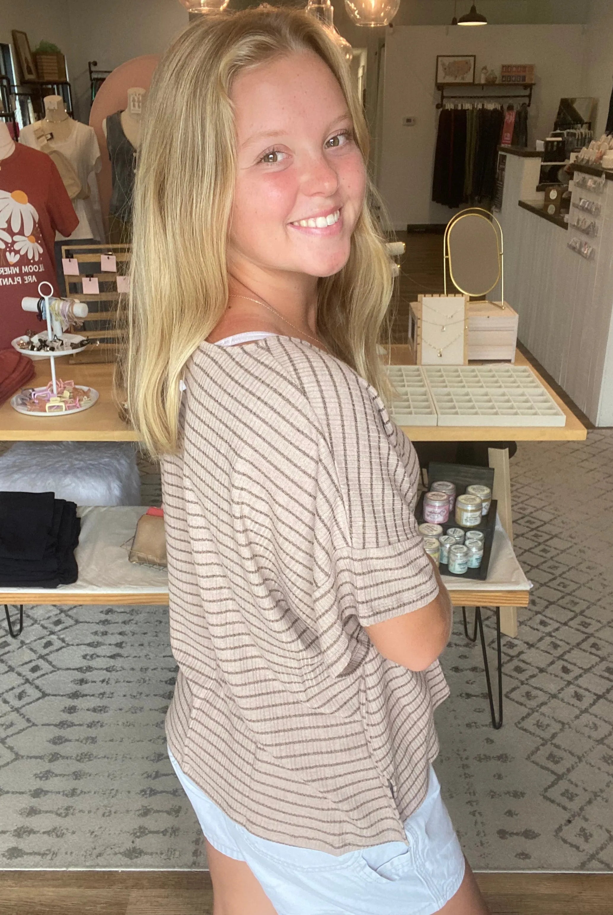 Shop Averi Striped Dolman Top- at Ruby Joy Boutique, a Women's Clothing Store in Pickerington, Ohio