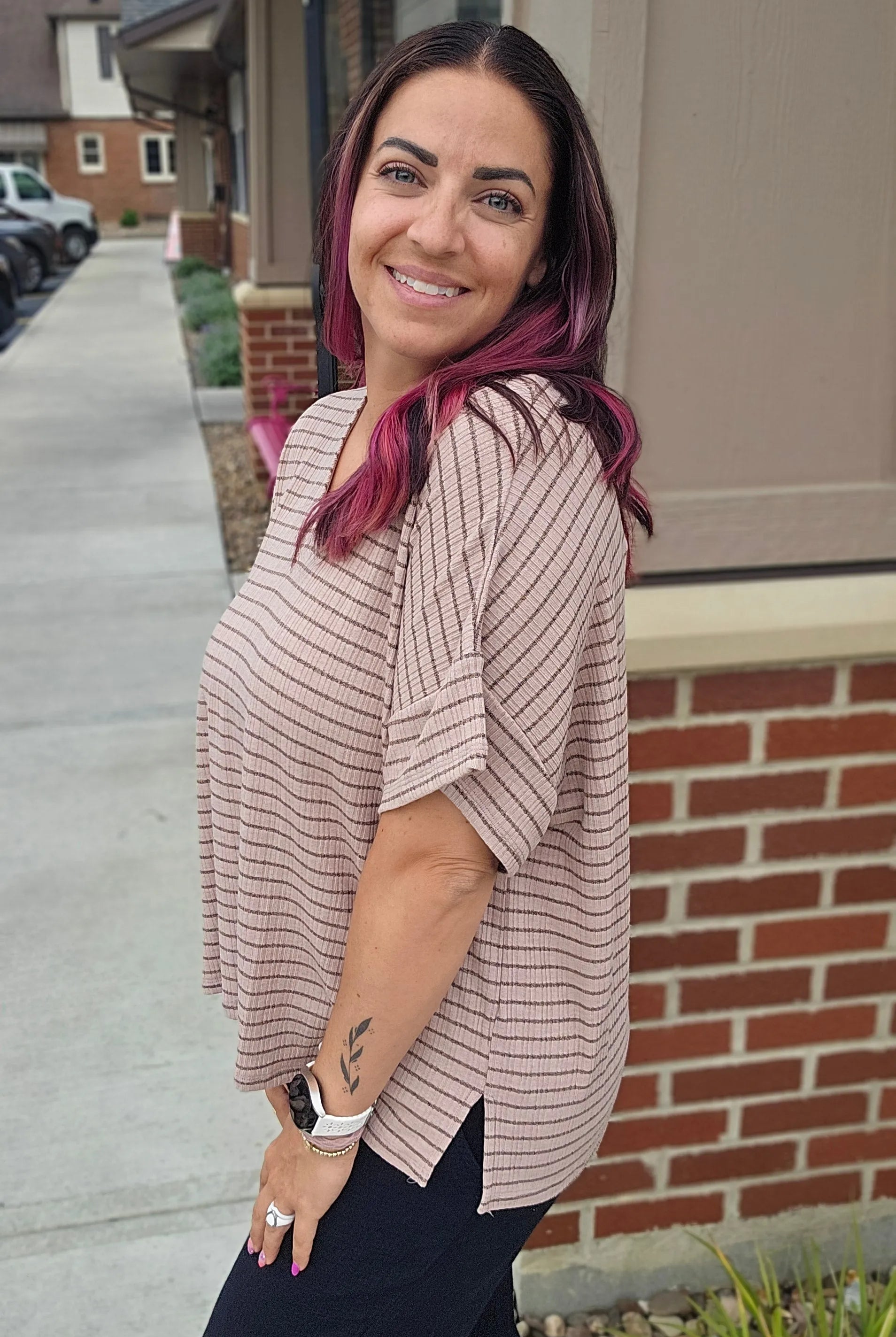 Shop Averi Striped Dolman Top- at Ruby Joy Boutique, a Women's Clothing Store in Pickerington, Ohio