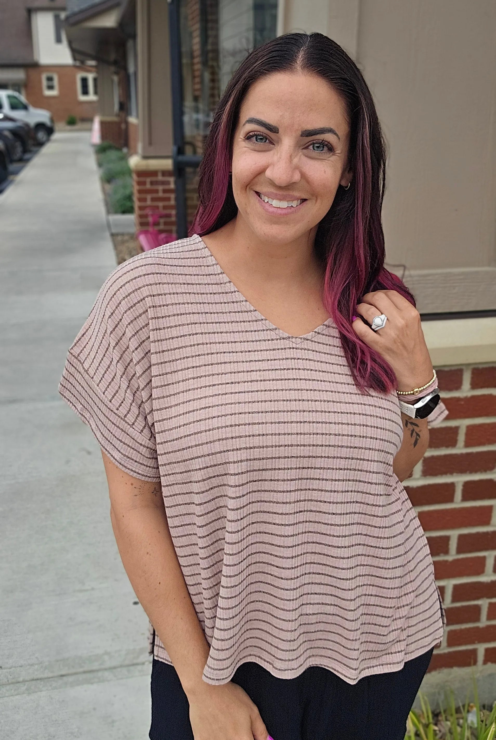 Shop Averi Striped Dolman Top- at Ruby Joy Boutique, a Women's Clothing Store in Pickerington, Ohio