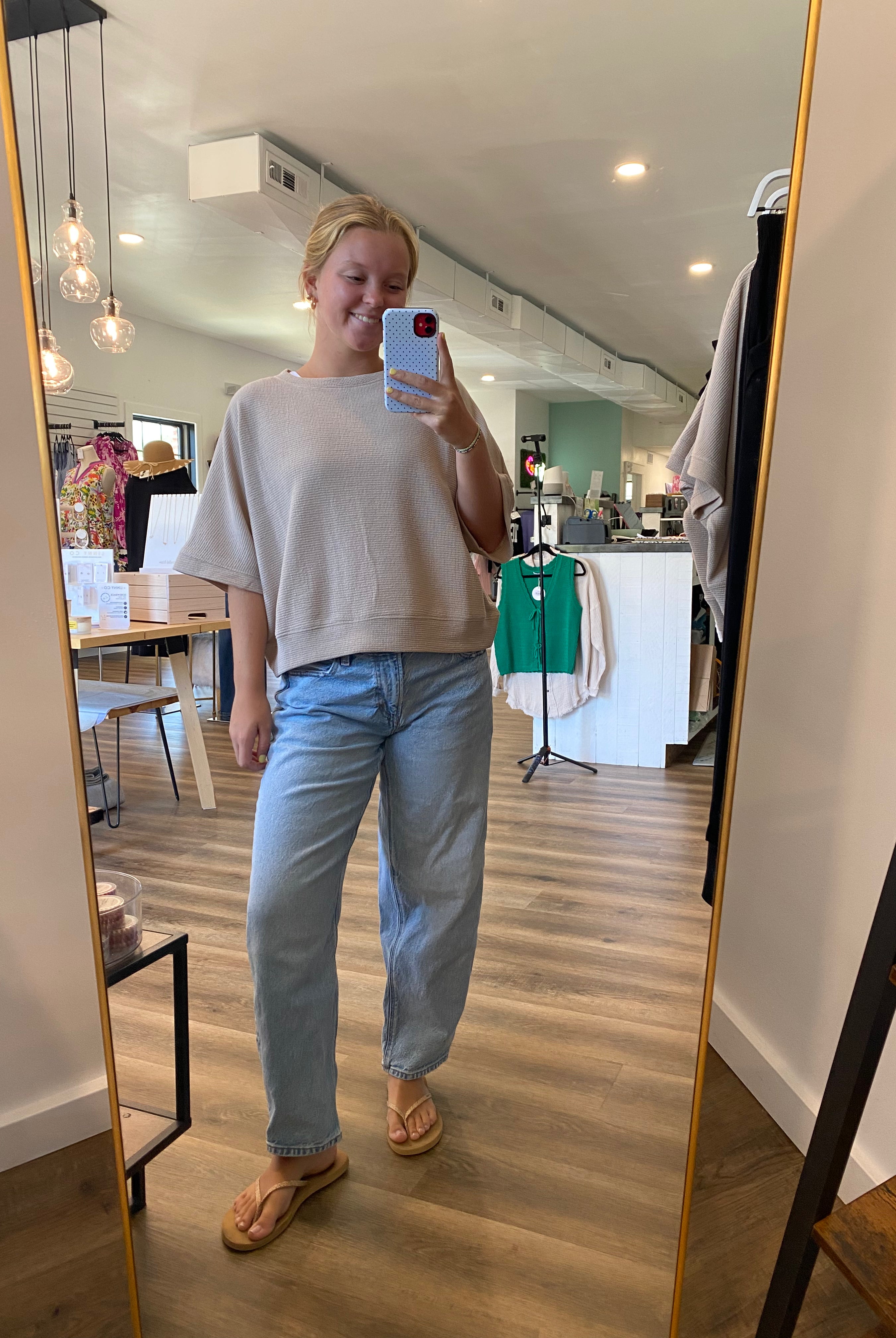 Shop Baby Waffle Knit Boxy Top - Light Cocoa- at Ruby Joy Boutique, a Women's Clothing Store in Pickerington, Ohio