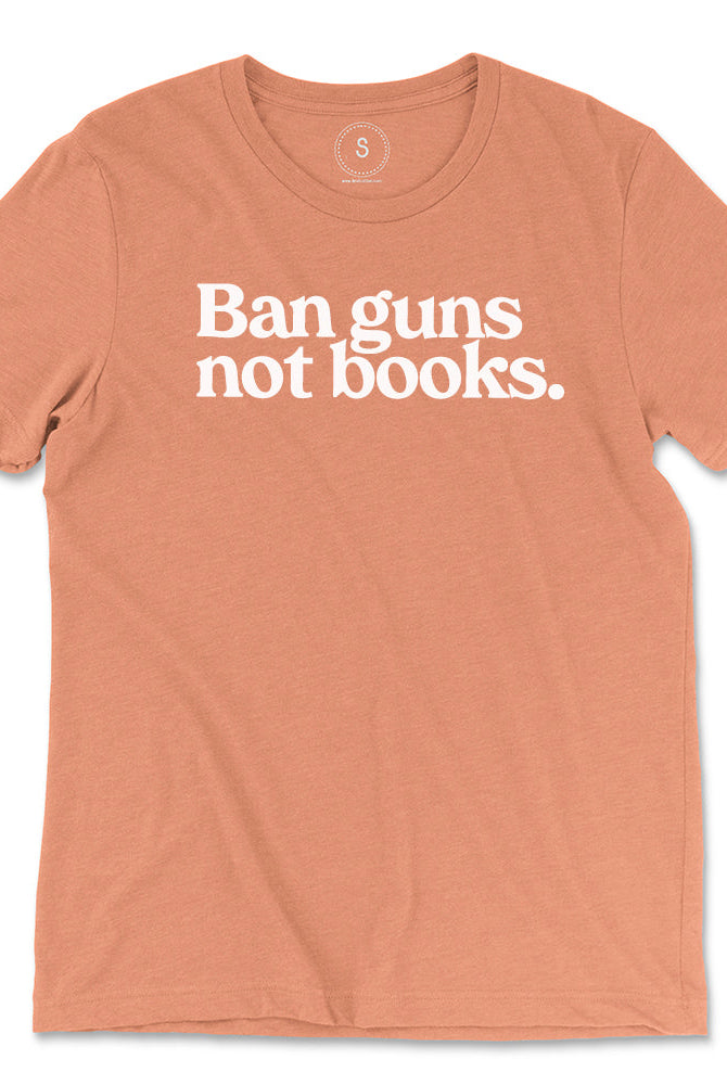 Shop Ban Guns Not Books Classic Tee | Kind Cotton-Orange at Ruby Joy Boutique, a Women's Clothing Store in Pickerington, Ohio