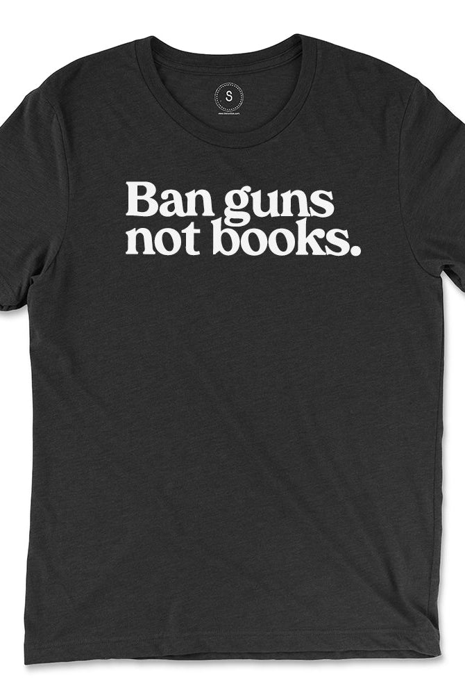 Shop Ban Guns Not Books Classic Tee | Kind Cotton-Black at Ruby Joy Boutique, a Women's Clothing Store in Pickerington, Ohio