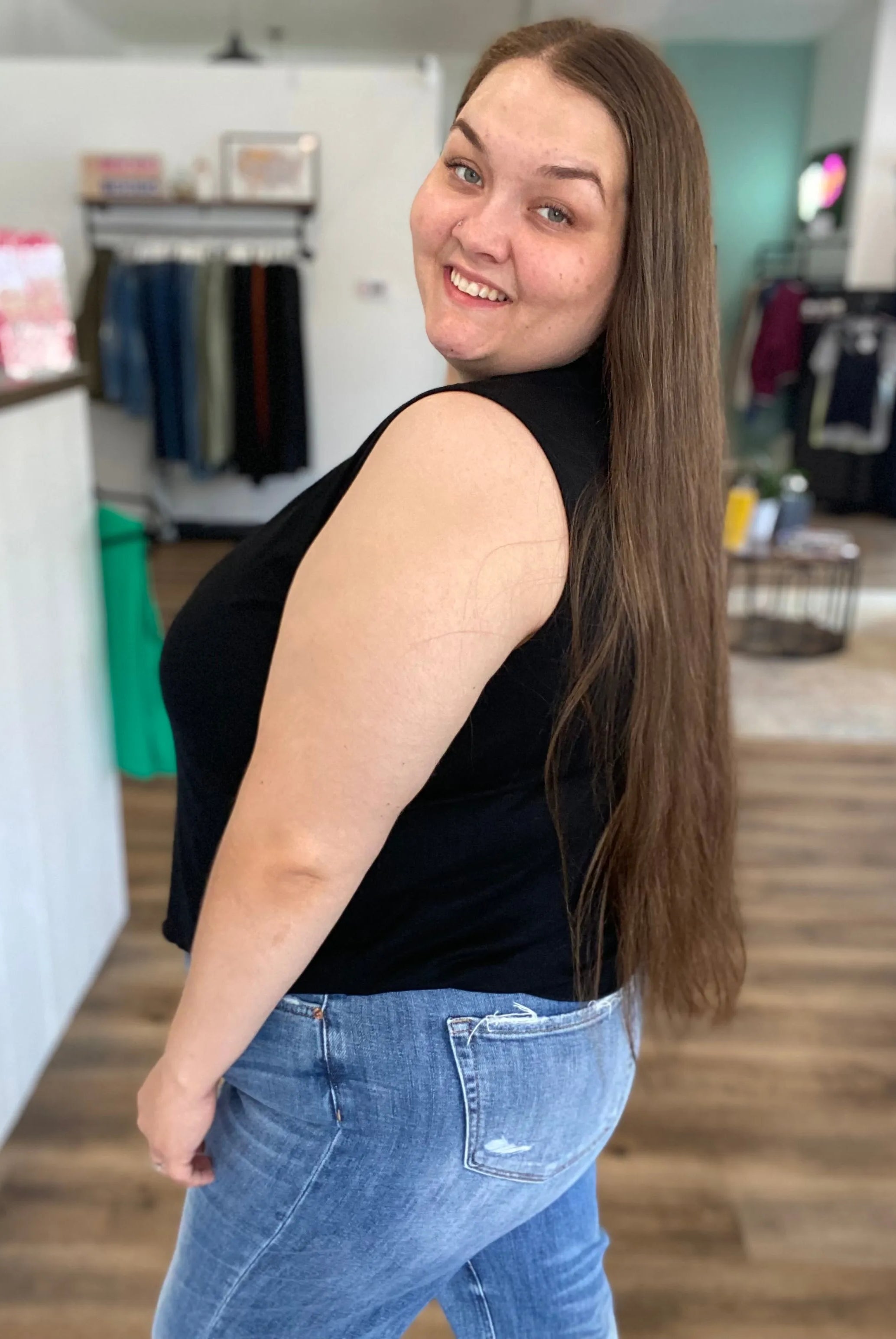 Shop Banks Lettuce Edge Hem Tank - Black- at Ruby Joy Boutique, a Women's Clothing Store in Pickerington, Ohio