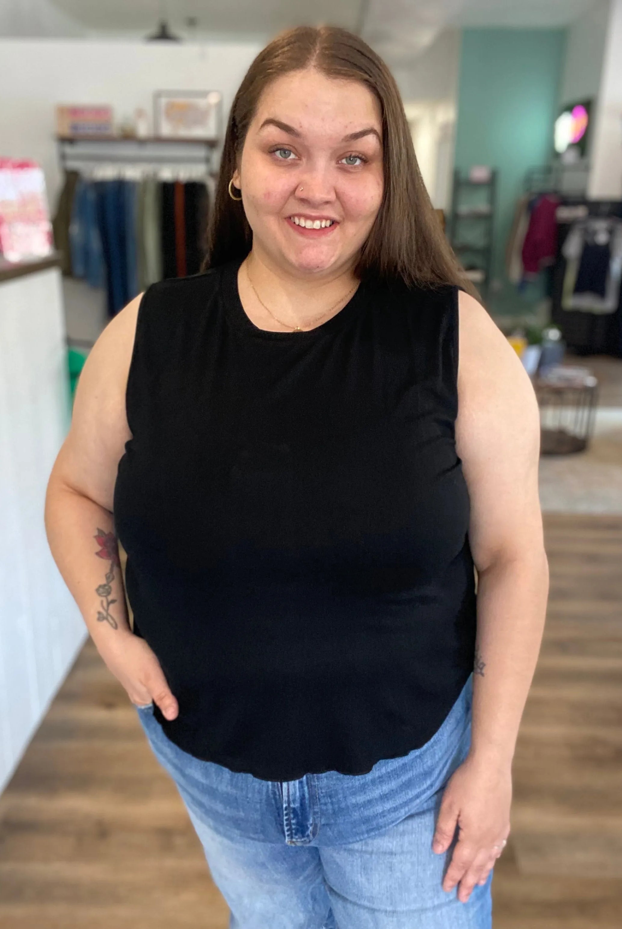Shop Banks Lettuce Edge Hem Tank - Black- at Ruby Joy Boutique, a Women's Clothing Store in Pickerington, Ohio