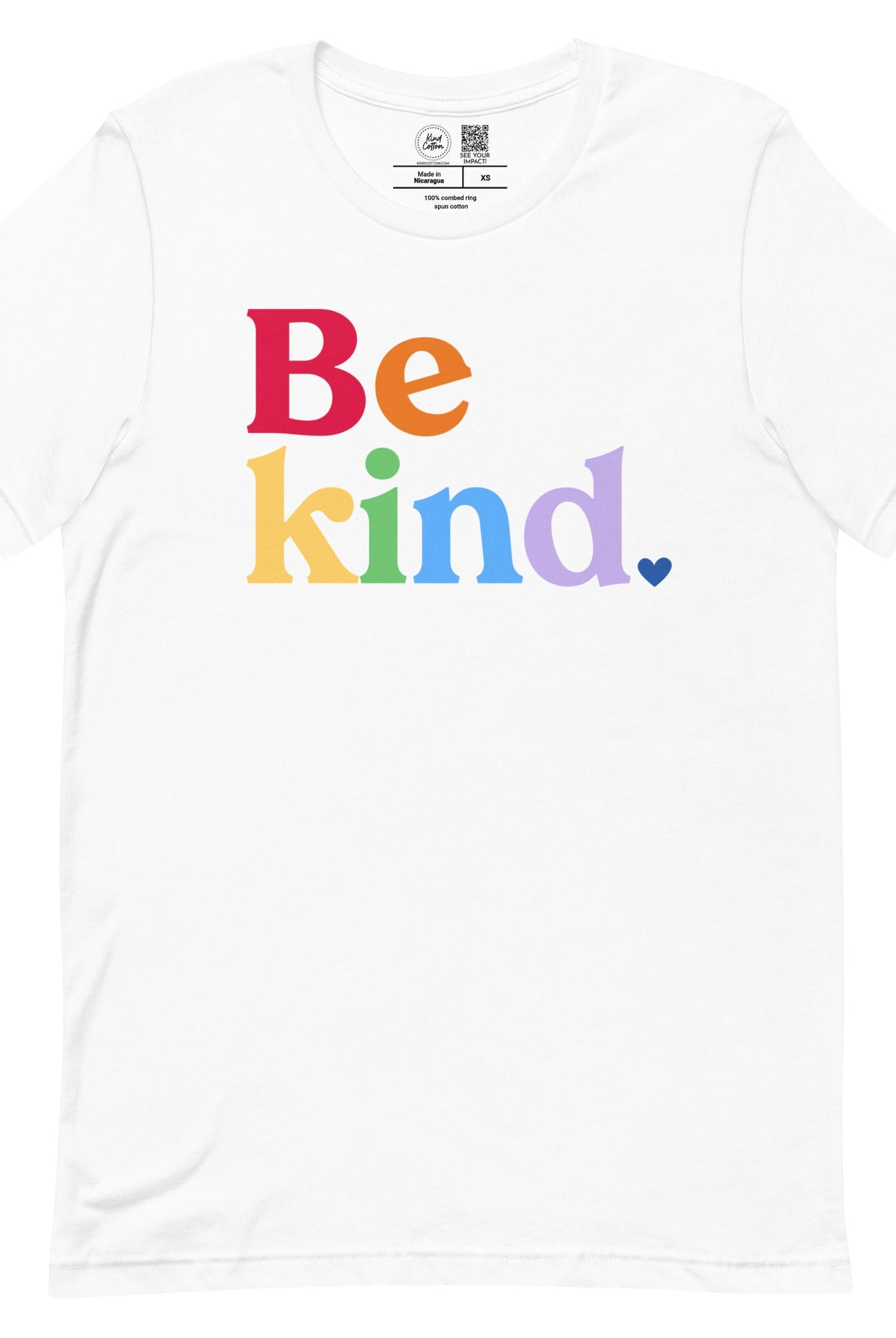 Shop Be Kind Rainbow Classic Tee | Kind Cotton-White at Ruby Joy Boutique, a Women's Clothing Store in Pickerington, Ohio
