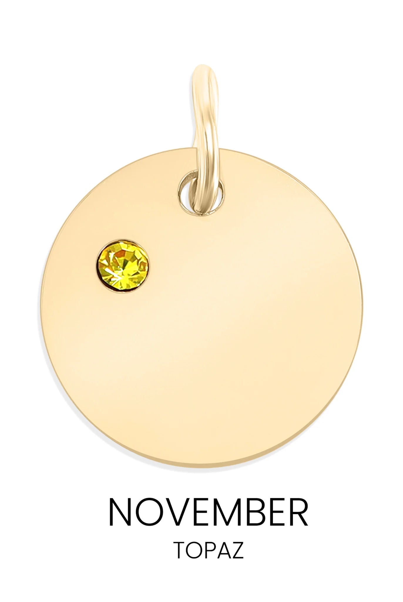 Shop Birthstone Disc Charm-November/Topaz at Ruby Joy Boutique, a Women's Clothing Store in Pickerington, Ohio