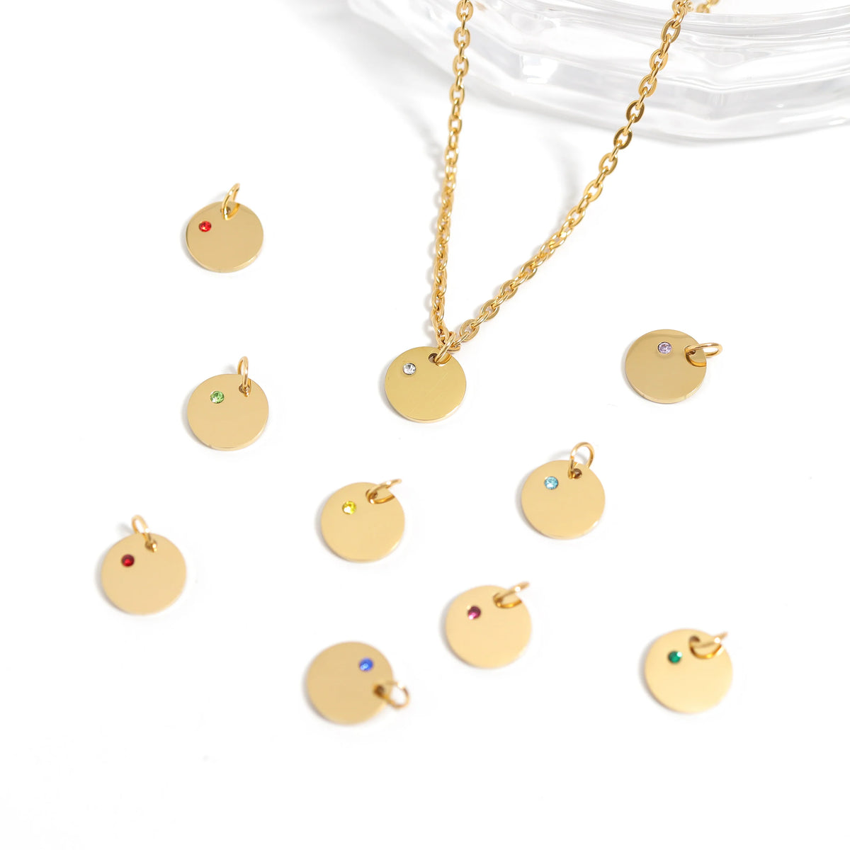 Shop Birthstone Disc Charm- at Ruby Joy Boutique, a Women's Clothing Store in Pickerington, Ohio