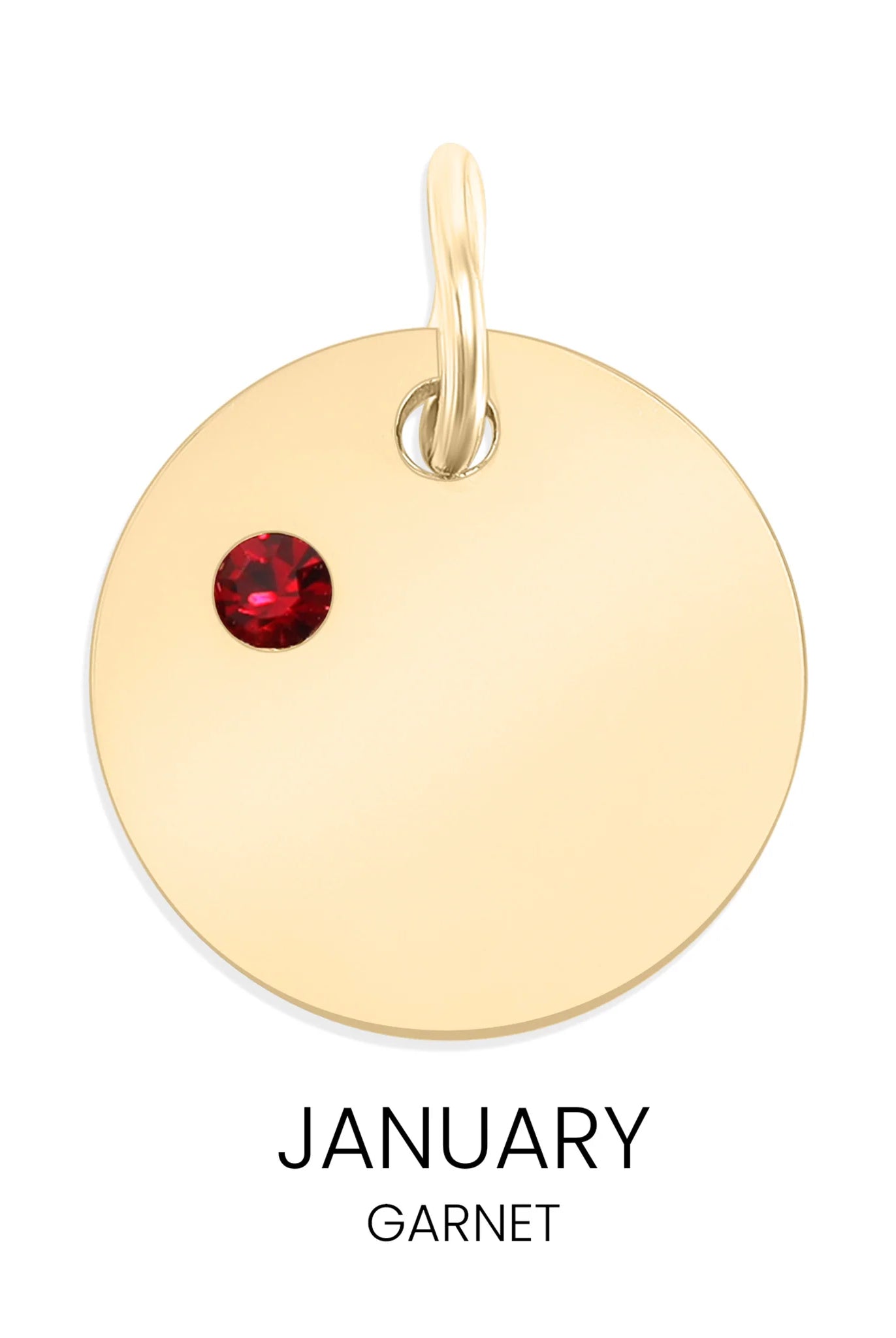 Shop Birthstone Disc Charm-January/Garnet at Ruby Joy Boutique, a Women's Clothing Store in Pickerington, Ohio