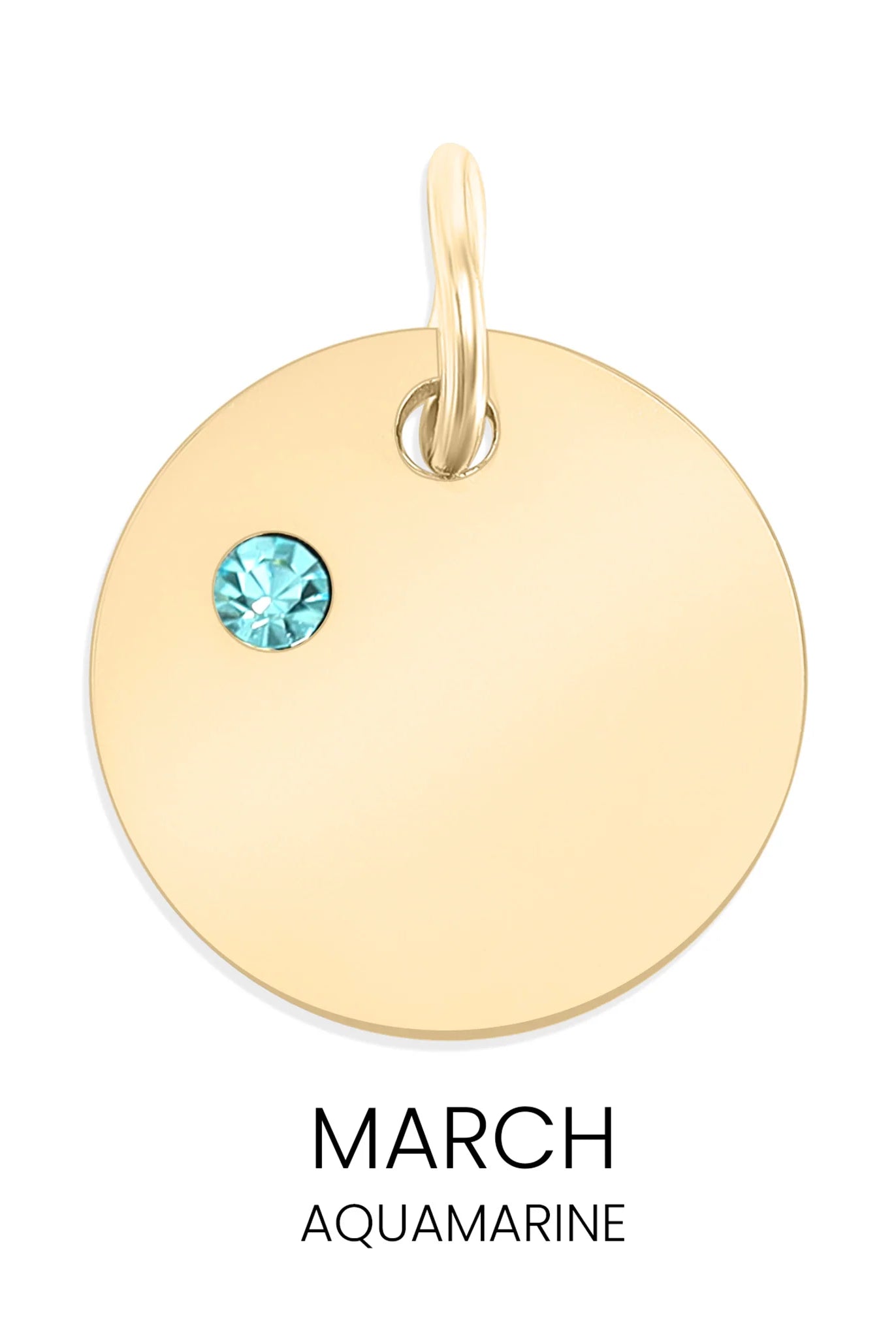 Shop Birthstone Disc Charm-March/Aquamarine at Ruby Joy Boutique, a Women's Clothing Store in Pickerington, Ohio