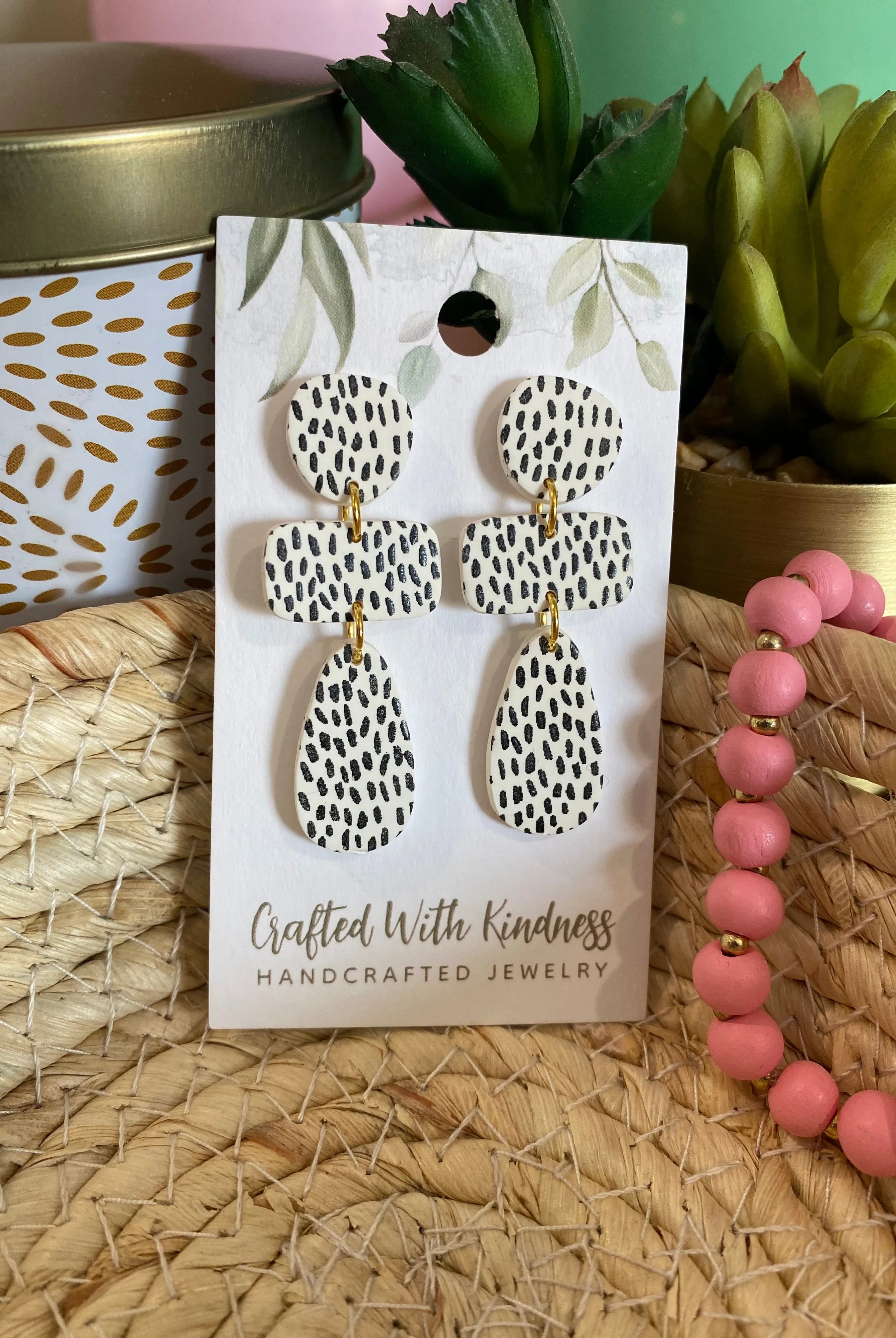 Shop Black and White Speckled Dangles- at Ruby Joy Boutique, a Women's Clothing Store in Pickerington, Ohio