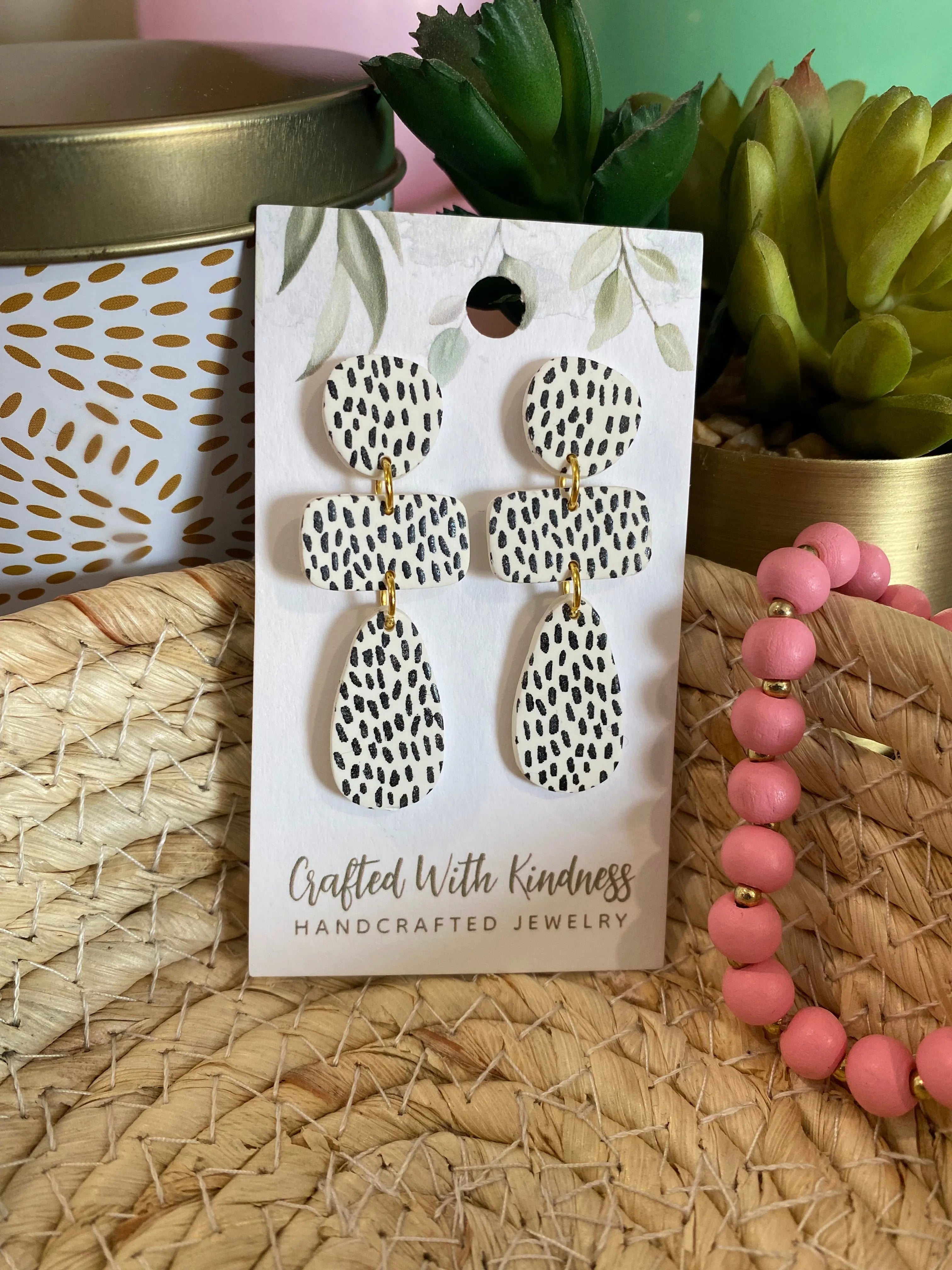 Shop Black and White Speckled Dangles- at Ruby Joy Boutique, a Women's Clothing Store in Pickerington, Ohio