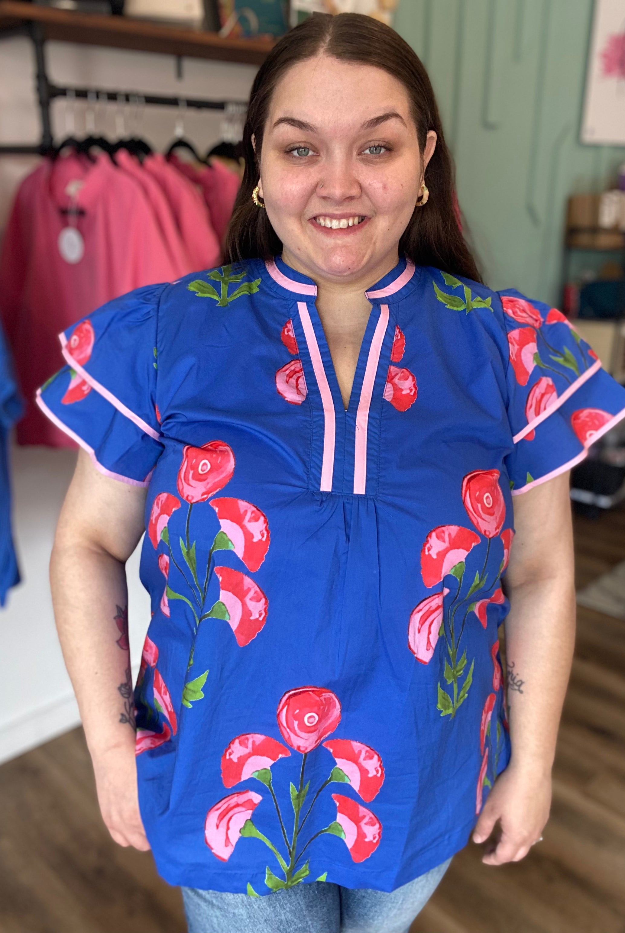 Shop Blossom Meadow Print Top- at Ruby Joy Boutique, a Women's Clothing Store in Pickerington, Ohio