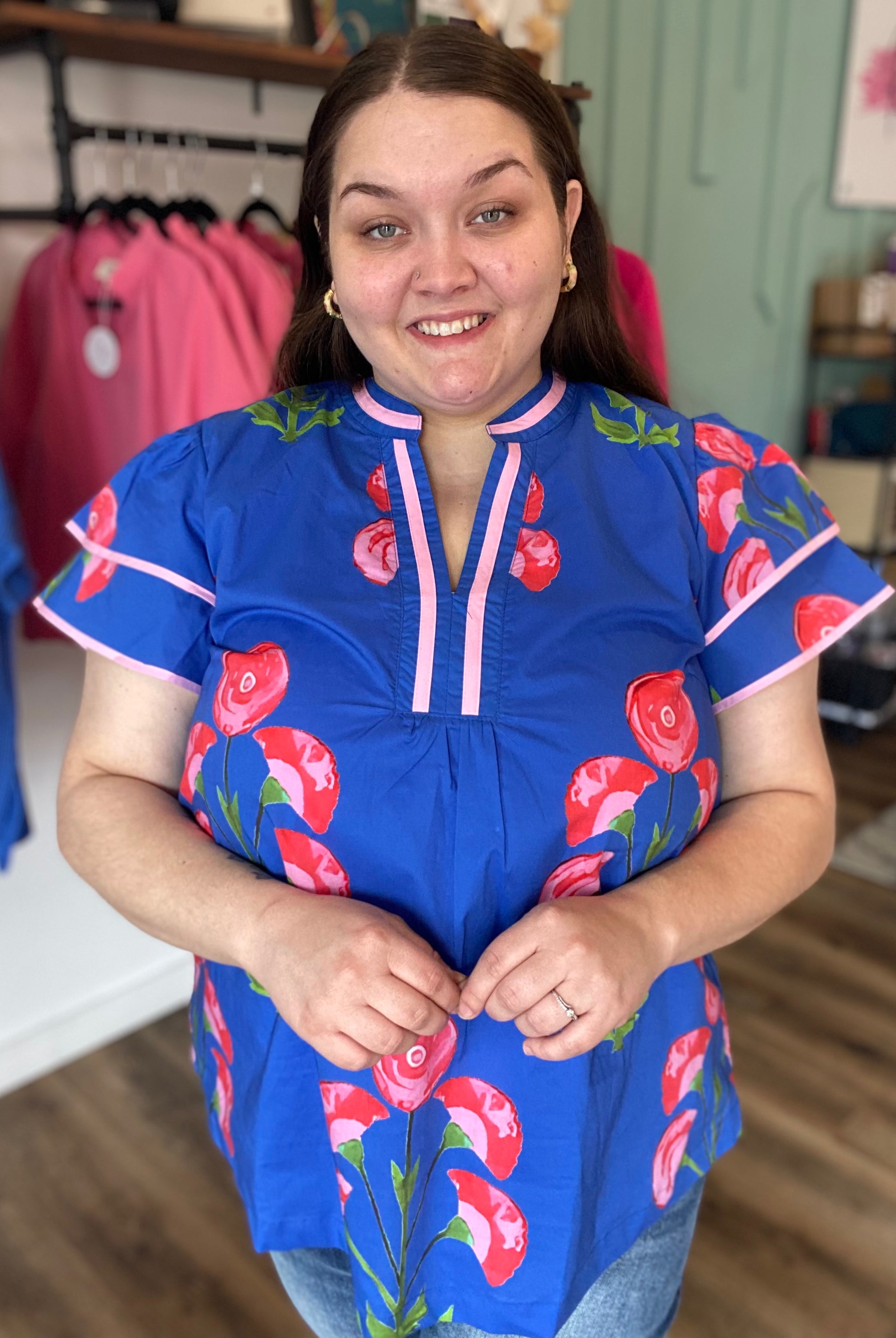 Shop Blossom Meadow Print Top- at Ruby Joy Boutique, a Women's Clothing Store in Pickerington, Ohio
