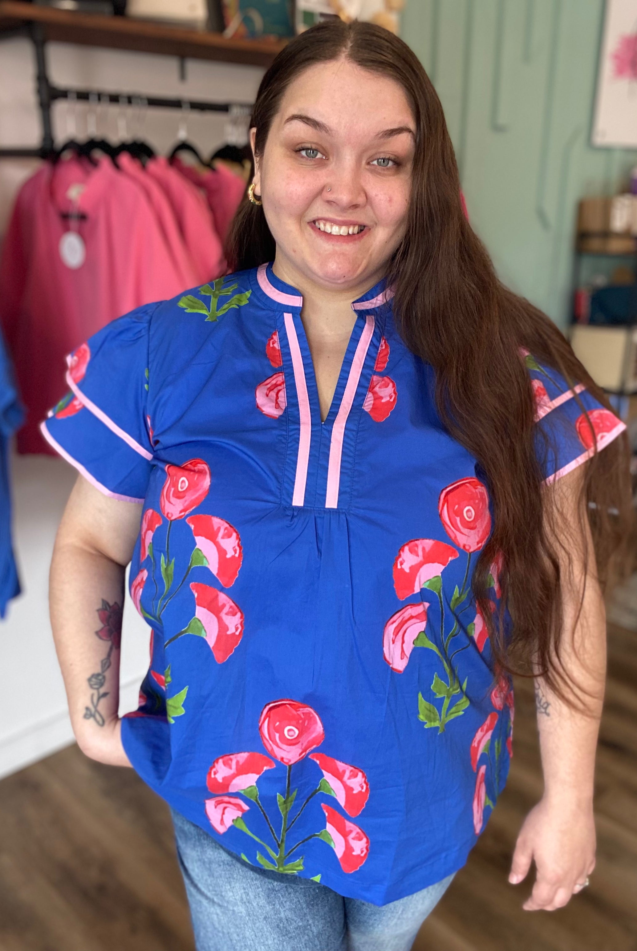 Shop Blossom Meadow Print Top- at Ruby Joy Boutique, a Women's Clothing Store in Pickerington, Ohio