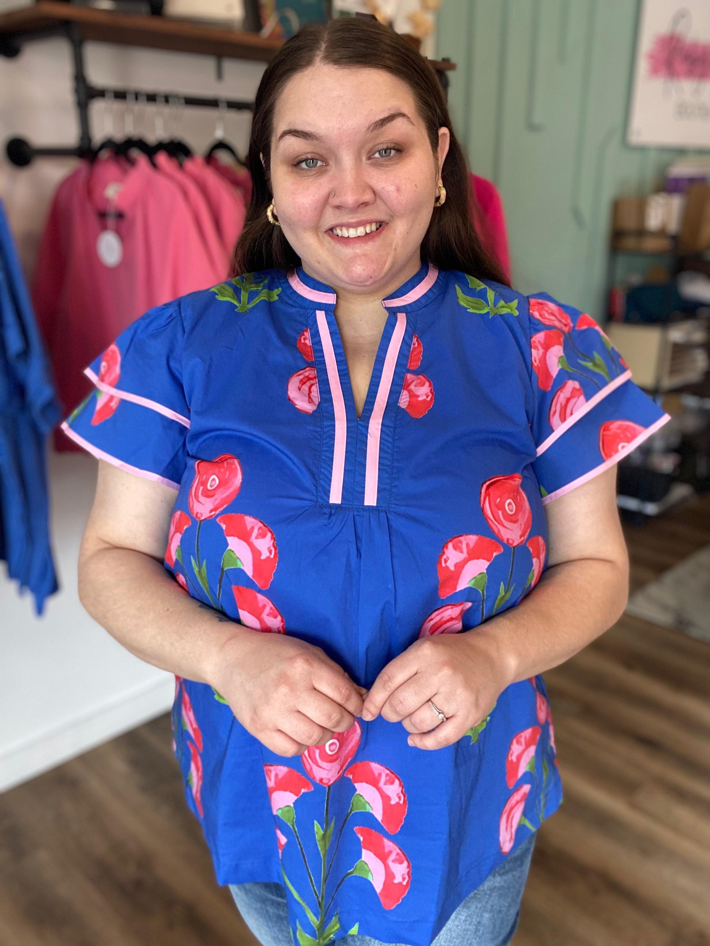Shop Blossom Meadow Print Top- at Ruby Joy Boutique, a Women's Clothing Store in Pickerington, Ohio