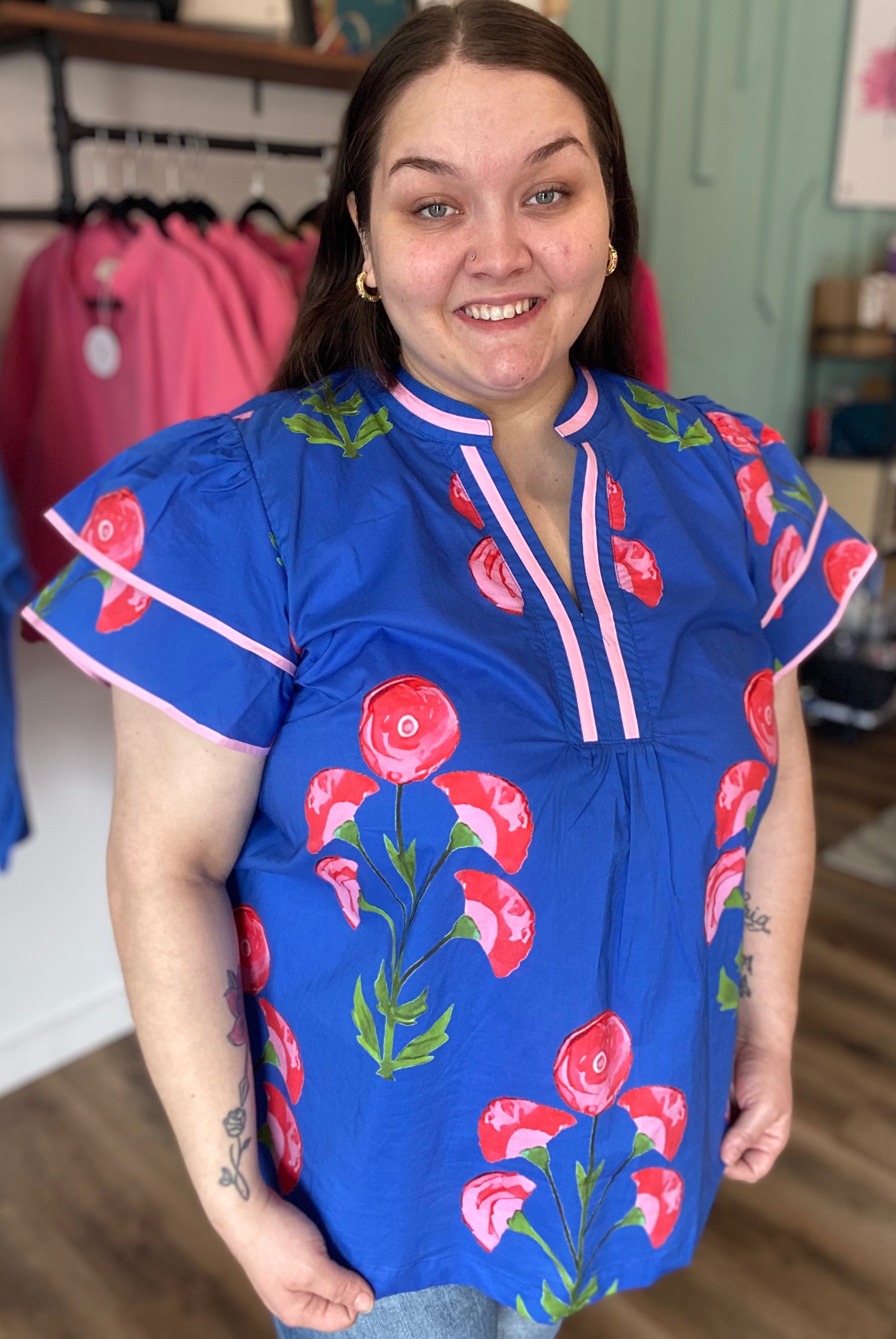 Shop Blossom Meadow Print Top- at Ruby Joy Boutique, a Women's Clothing Store in Pickerington, Ohio