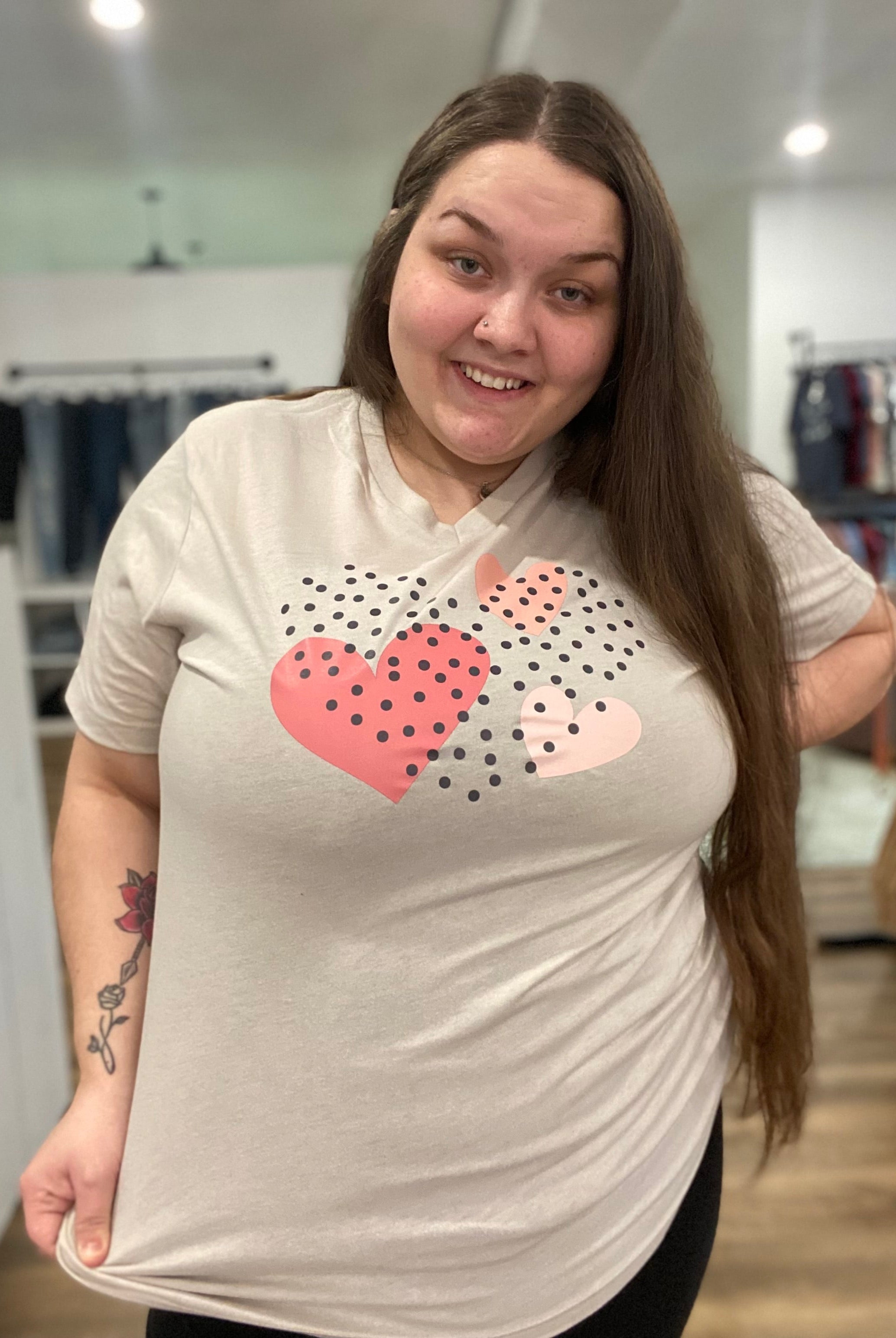 Shop Boho Hearts Graphic Tee-Graphic Tee at Ruby Joy Boutique, a Women's Clothing Store in Pickerington, Ohio