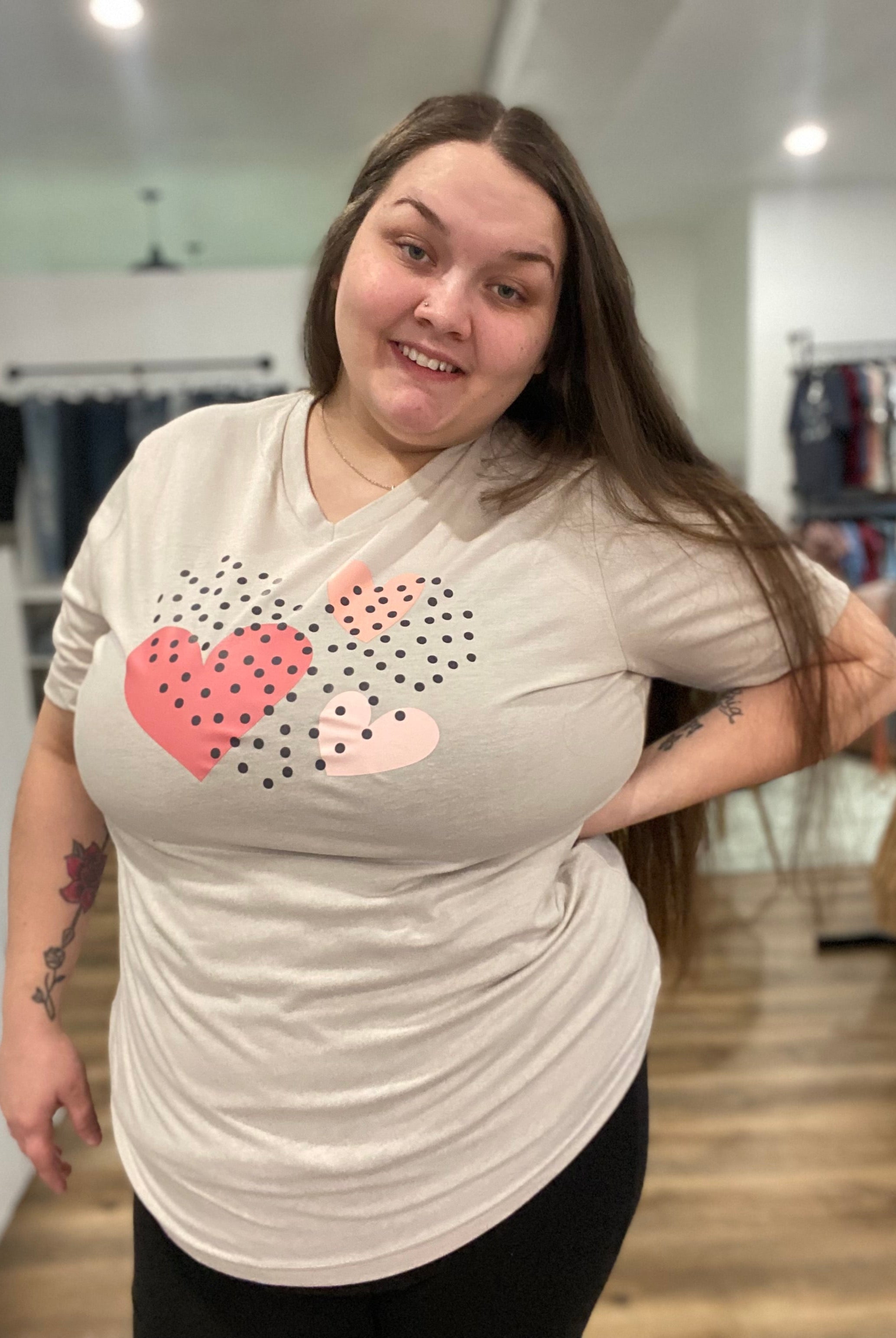 Shop Boho Hearts Graphic Tee-Graphic Tee at Ruby Joy Boutique, a Women's Clothing Store in Pickerington, Ohio