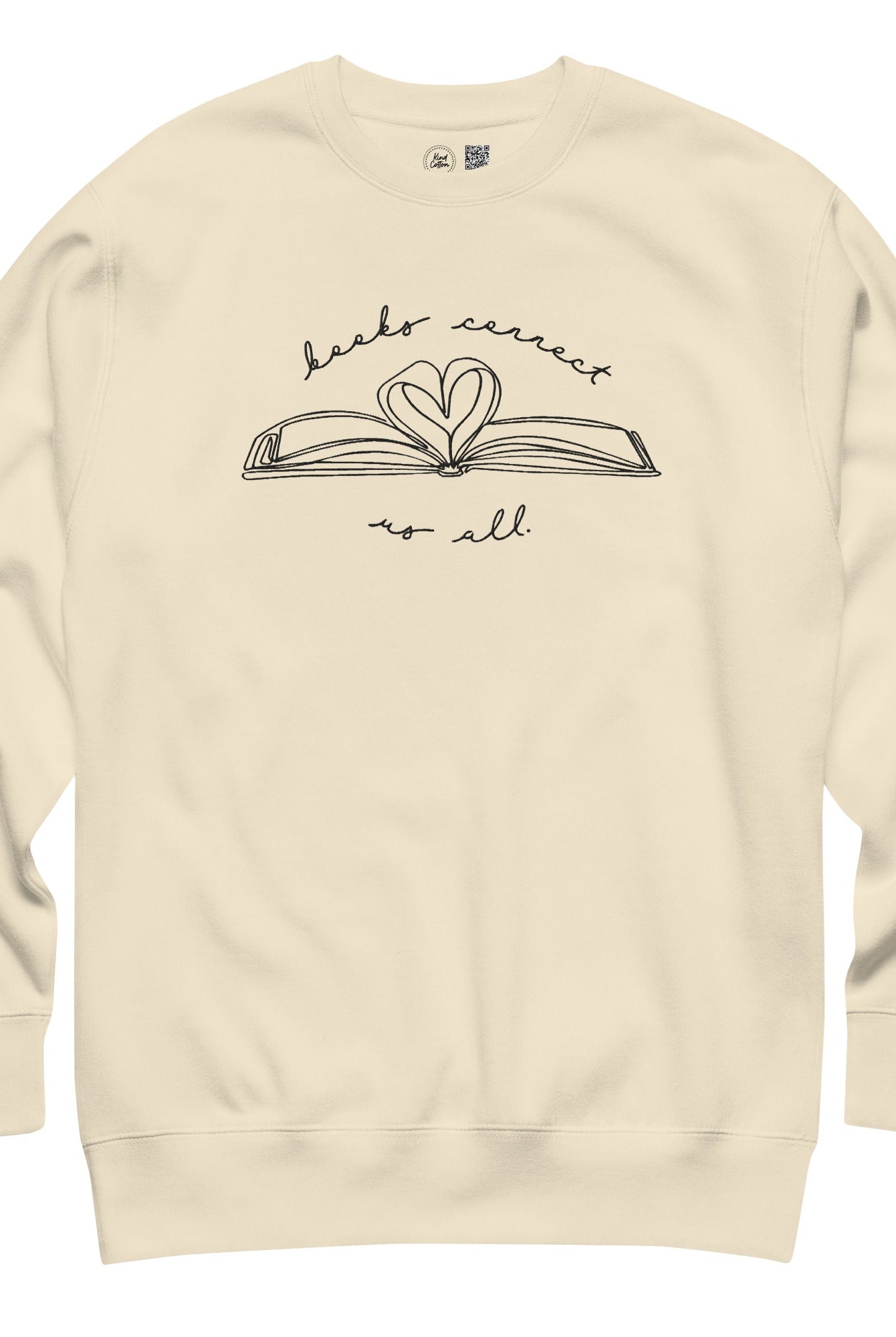 Shop Books Connect Us All Embroidered Crewneck Sweatshirt | Kind Cotton-Natural at Ruby Joy Boutique, a Women's Clothing Store in Pickerington, Ohio