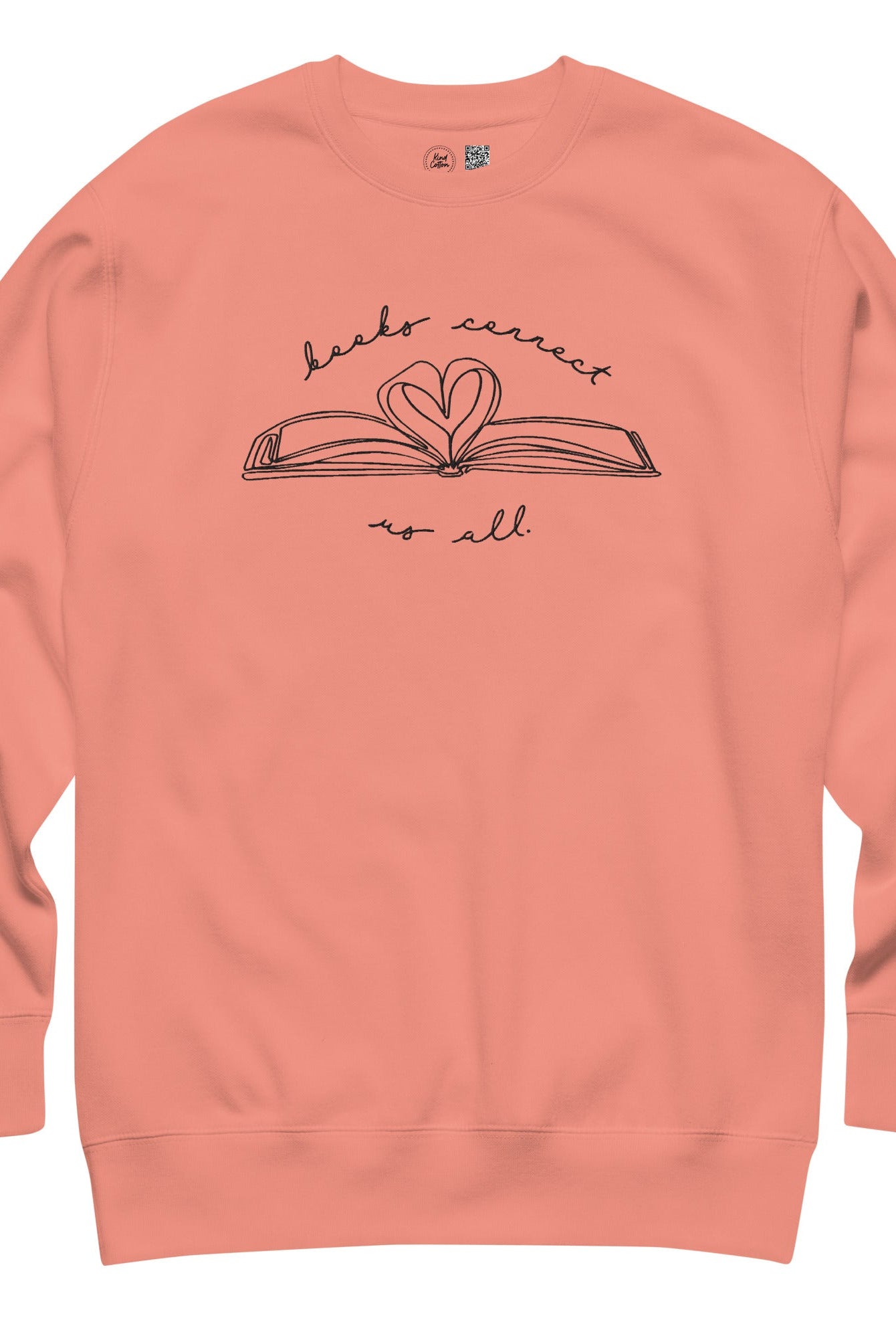 Shop Books Connect Us All Embroidered Crewneck Sweatshirt | Kind Cotton-Sunset at Ruby Joy Boutique, a Women's Clothing Store in Pickerington, Ohio