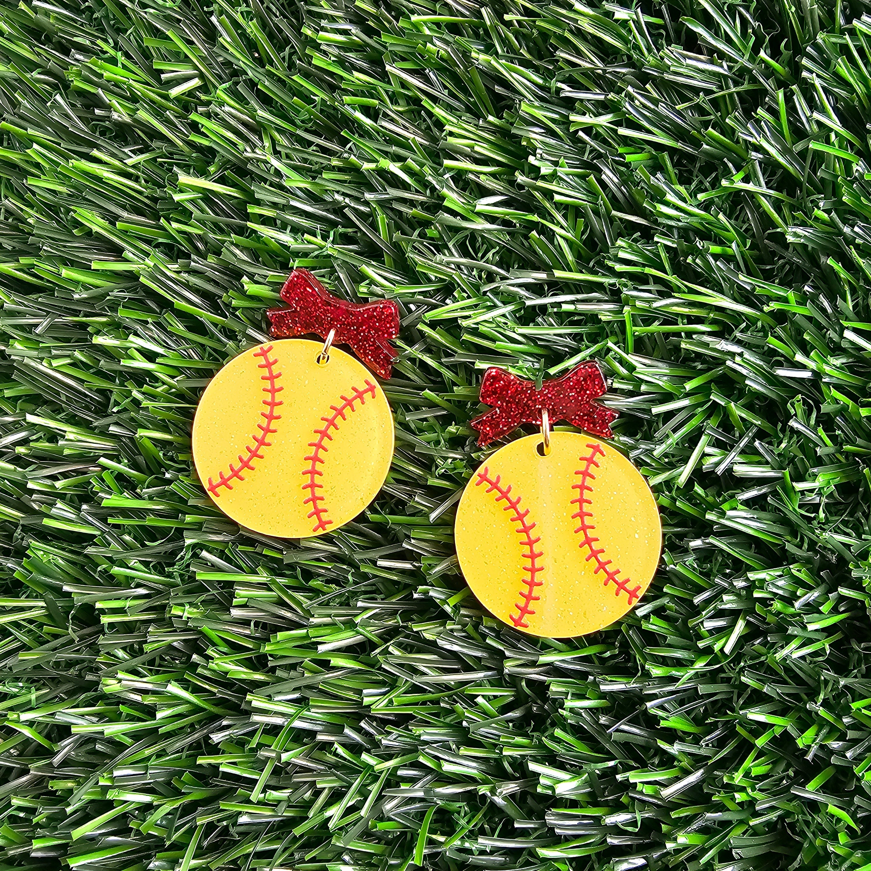 Shop Bow Softball Earrings- at Ruby Joy Boutique, a Women's Clothing Store in Pickerington, Ohio