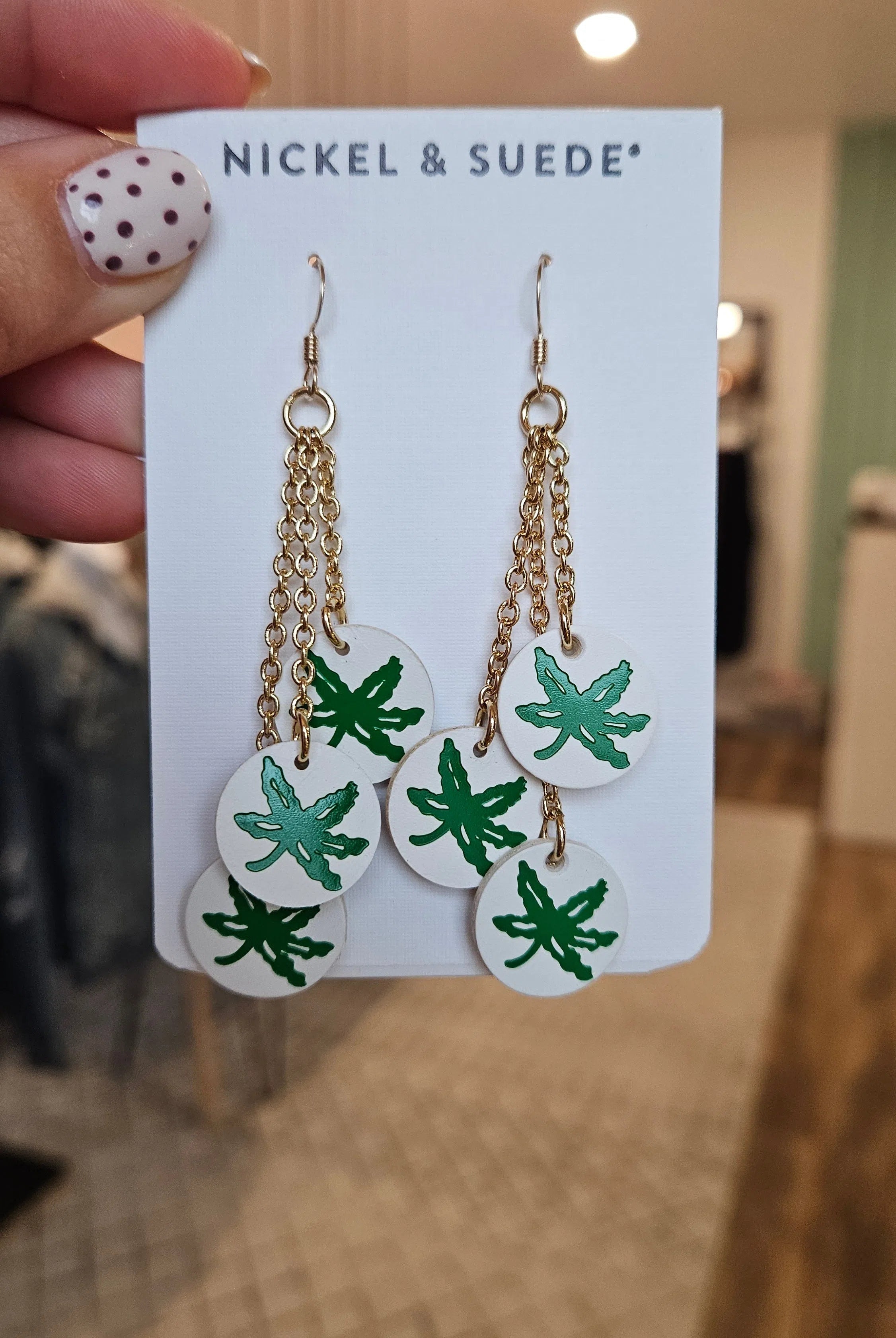 Shop Buckeye Dangle Earrings-Earrings at Ruby Joy Boutique, a Women's Clothing Store in Pickerington, Ohio