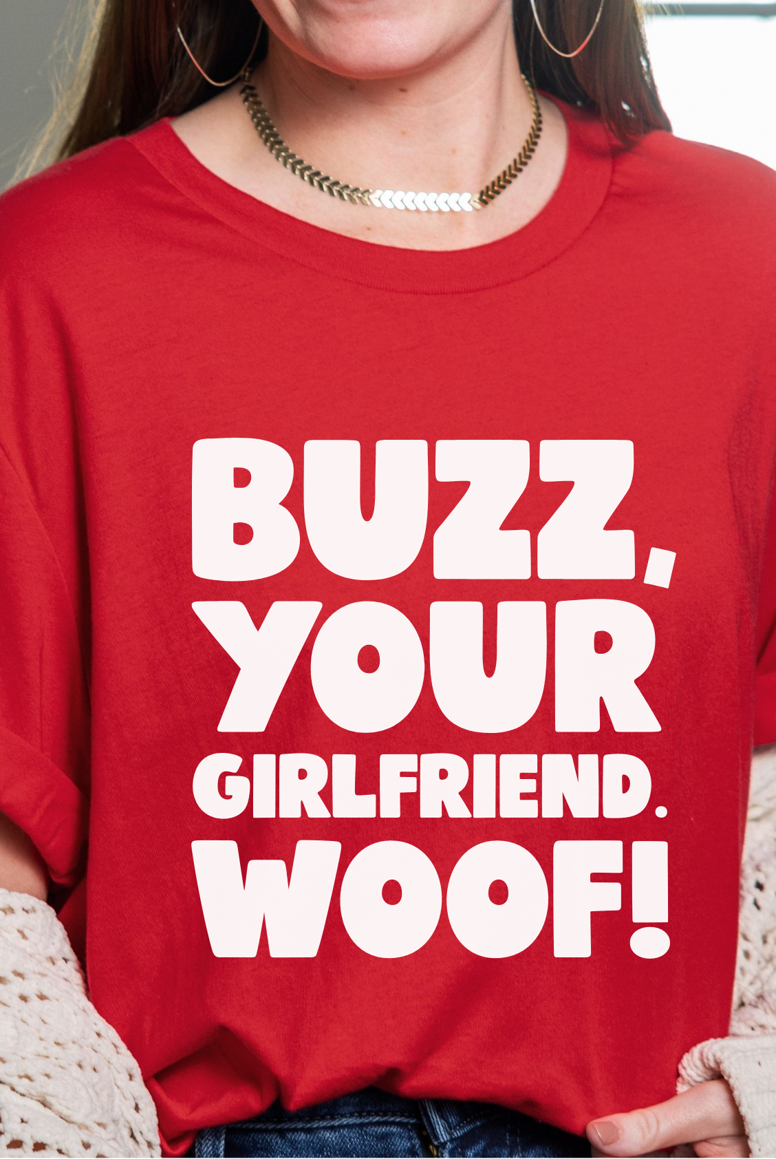 Shop Buzz, Your Girlfriend Woof! Graphic Top | Home Alone Christmas- at Ruby Joy Boutique, a Women's Clothing Store in Pickerington, Ohio