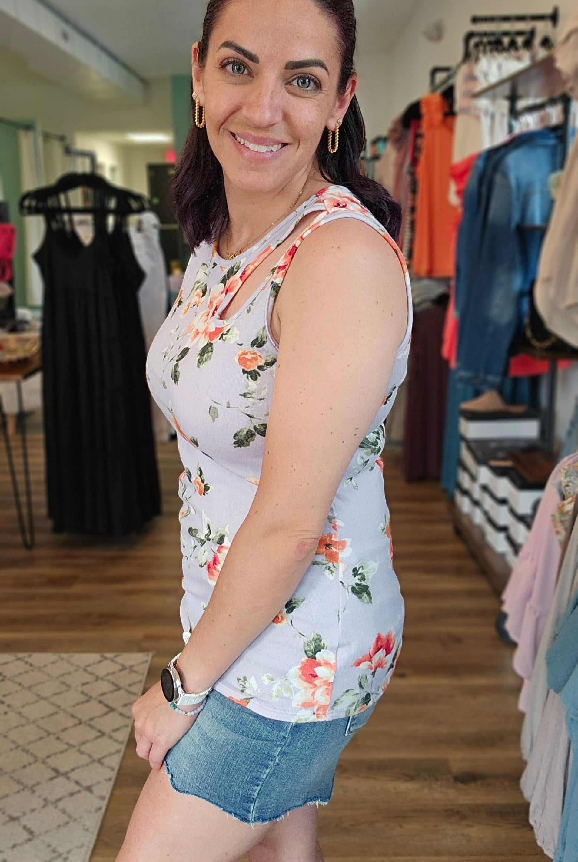 Shop Carissa Floral Tank-Tank Top at Ruby Joy Boutique, a Women's Clothing Store in Pickerington, Ohio