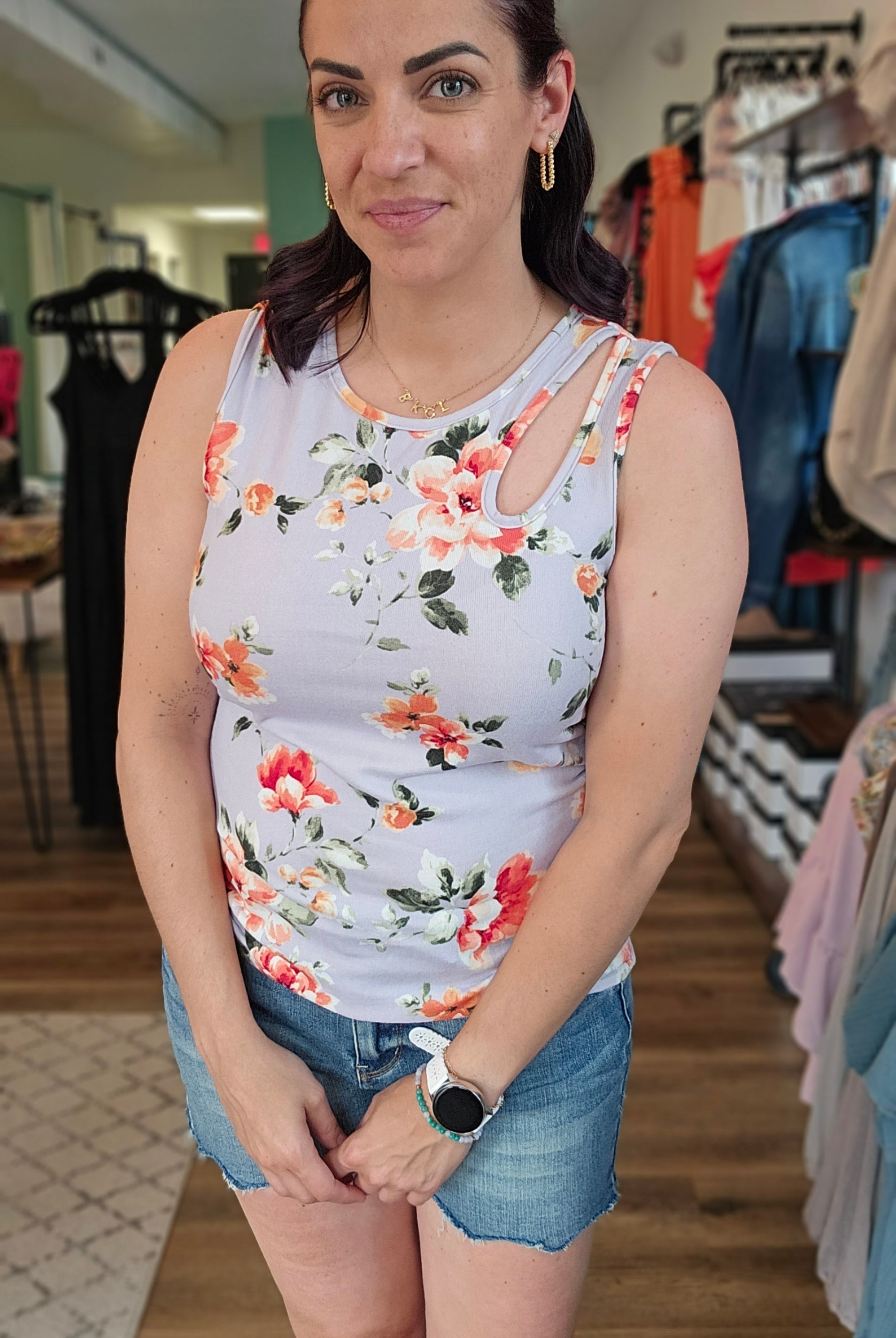 Shop Carissa Floral Tank-Tank Top at Ruby Joy Boutique, a Women's Clothing Store in Pickerington, Ohio