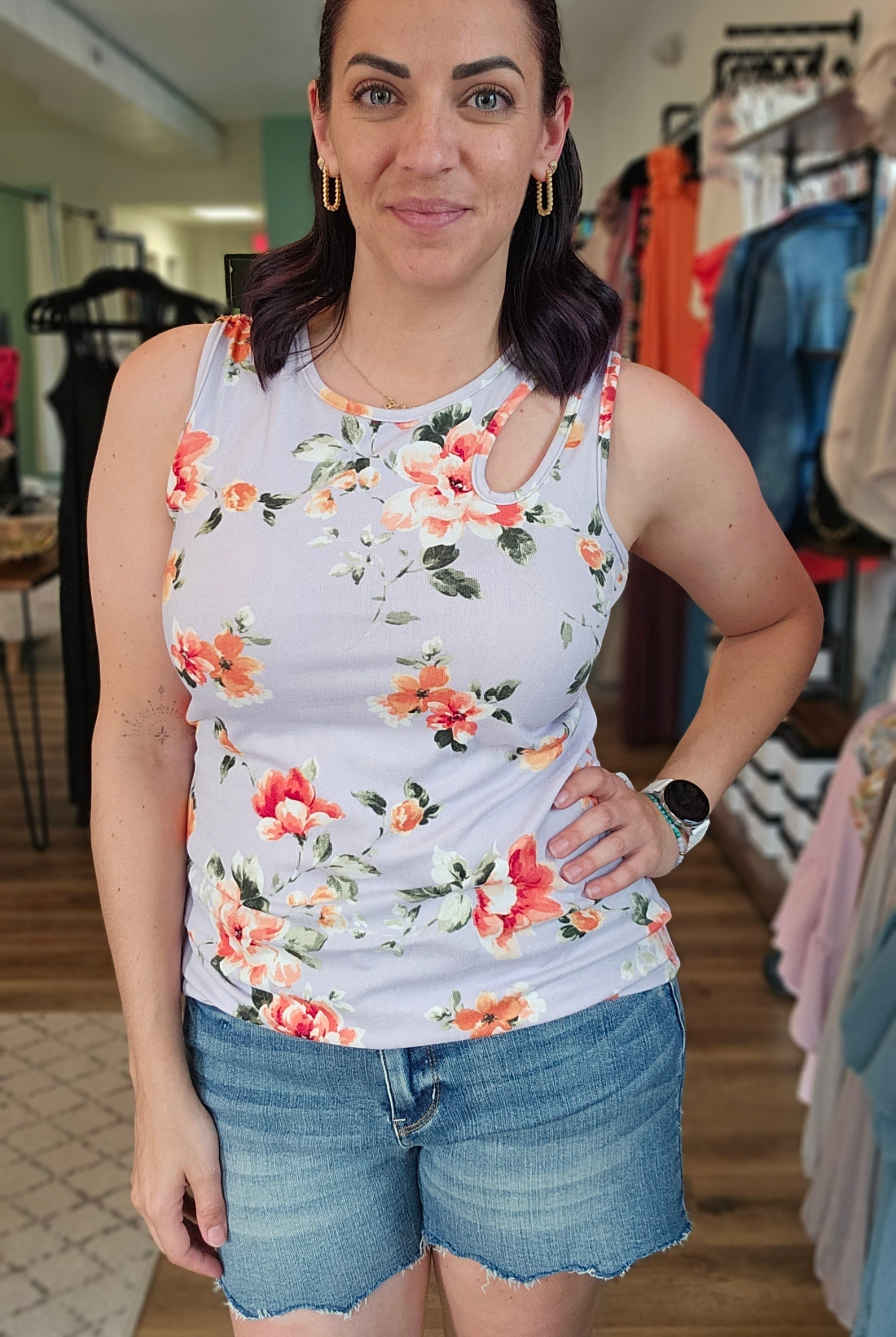 Shop Carissa Floral Tank-Tank Top at Ruby Joy Boutique, a Women's Clothing Store in Pickerington, Ohio