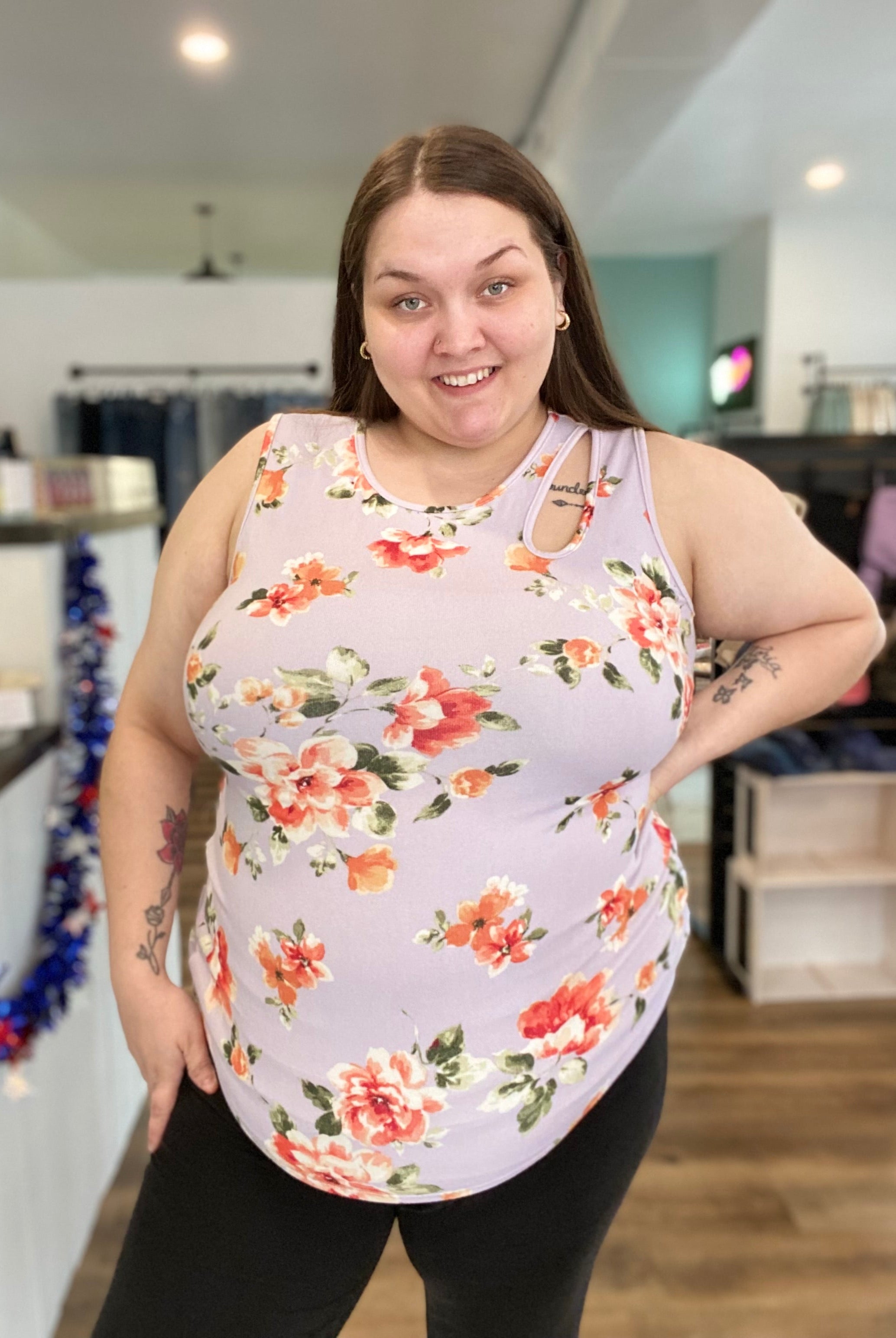 Shop Carissa Floral Tank-Tank Top at Ruby Joy Boutique, a Women's Clothing Store in Pickerington, Ohio