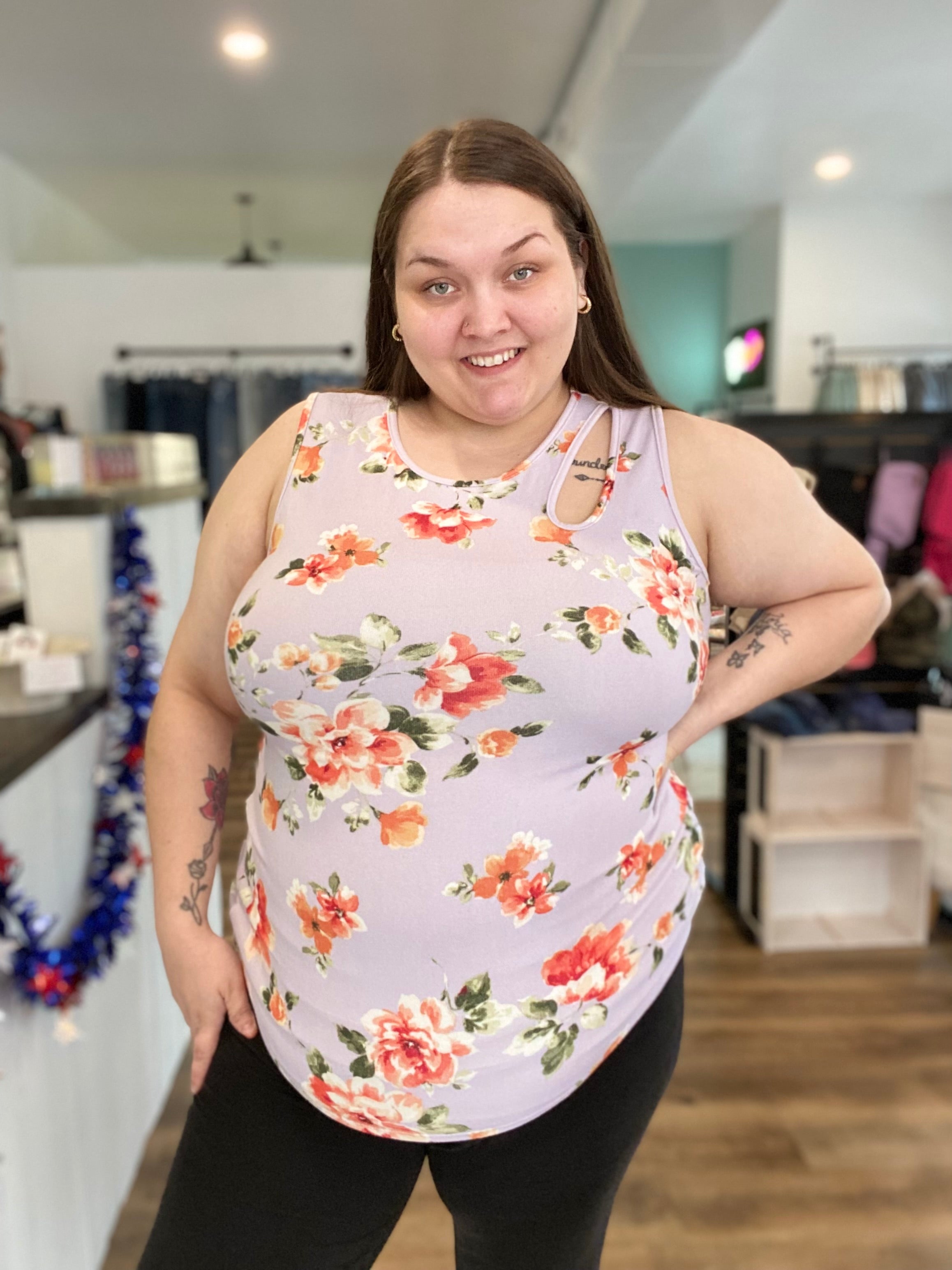 Shop Carissa Floral Tank-Tank Top at Ruby Joy Boutique, a Women's Clothing Store in Pickerington, Ohio