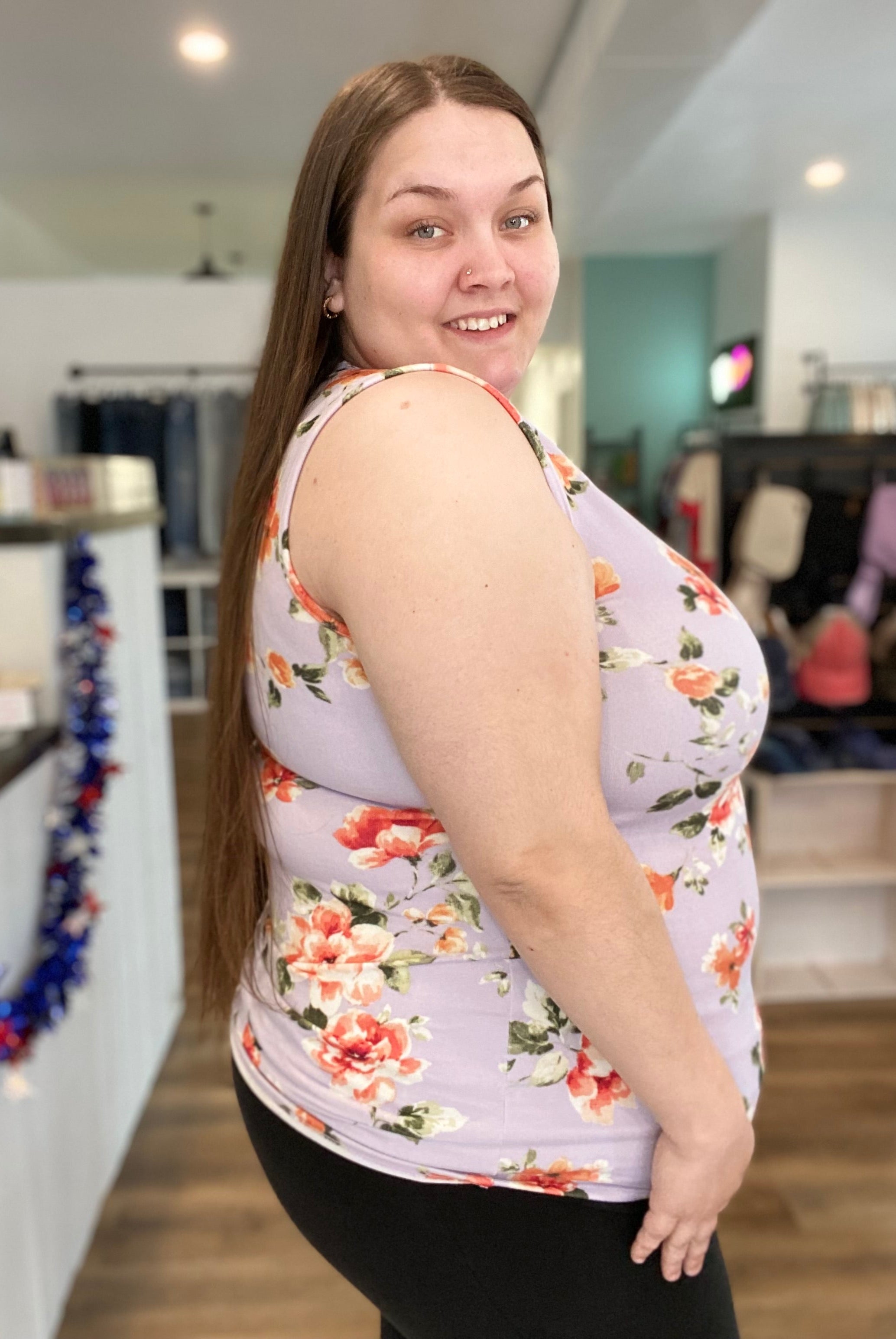 Shop Carissa Floral Tank-Tank Top at Ruby Joy Boutique, a Women's Clothing Store in Pickerington, Ohio