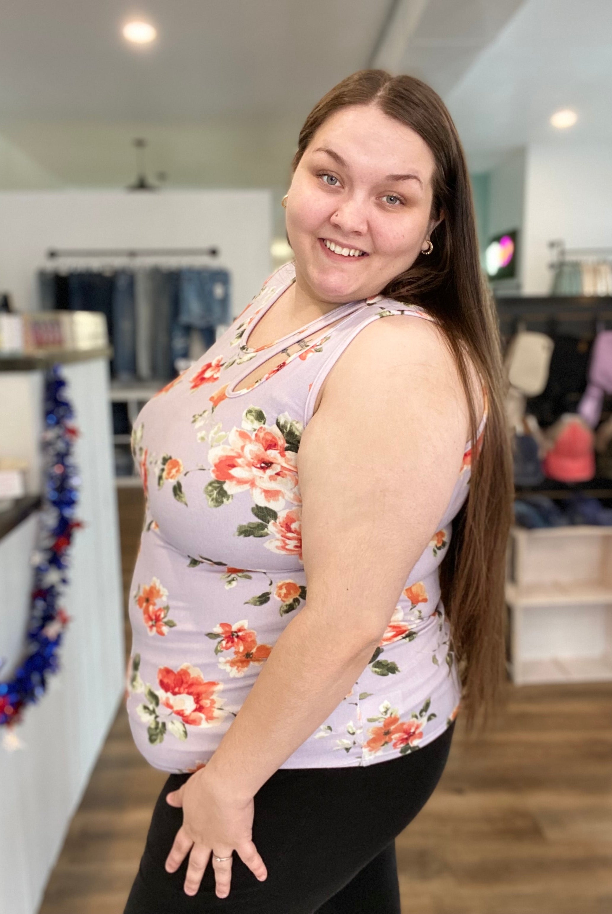 Shop Carissa Floral Tank-Tank Top at Ruby Joy Boutique, a Women's Clothing Store in Pickerington, Ohio