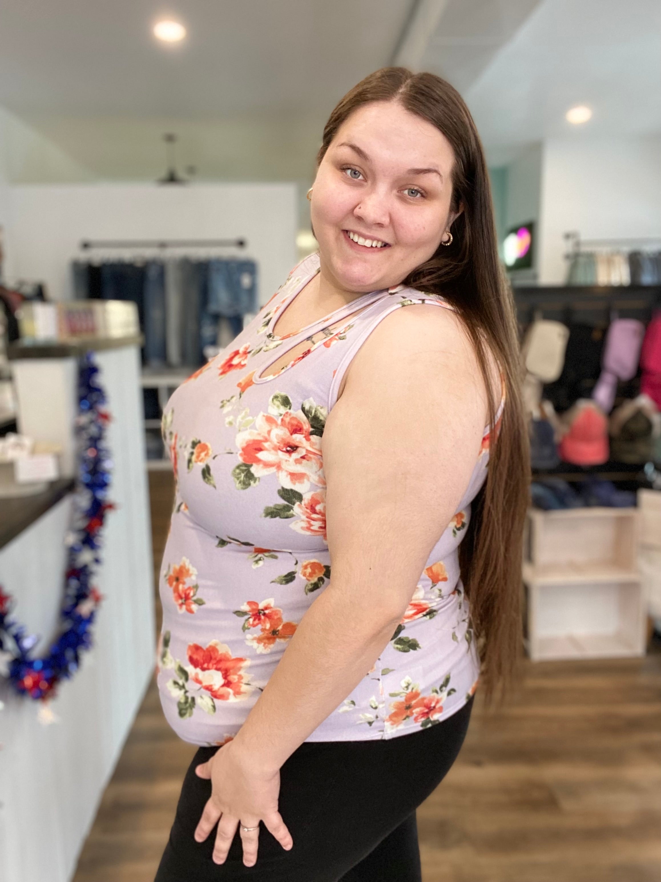 Shop Carissa Floral Tank-Tank Top at Ruby Joy Boutique, a Women's Clothing Store in Pickerington, Ohio