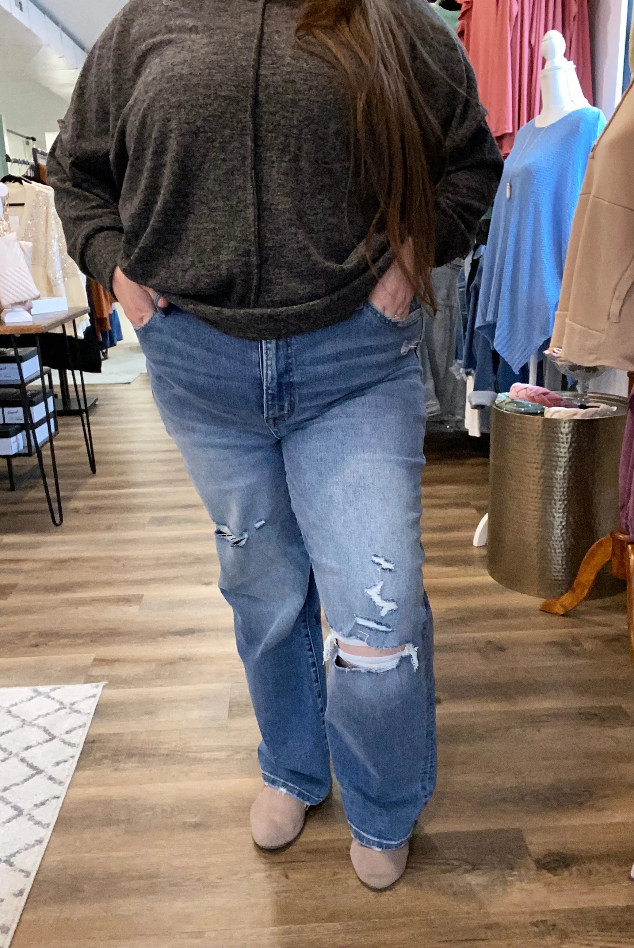 Shop Carsyn Super High Rise Straight Leg Jeans | Mica Denim-Jeans at Ruby Joy Boutique, a Women's Clothing Store in Pickerington, Ohio