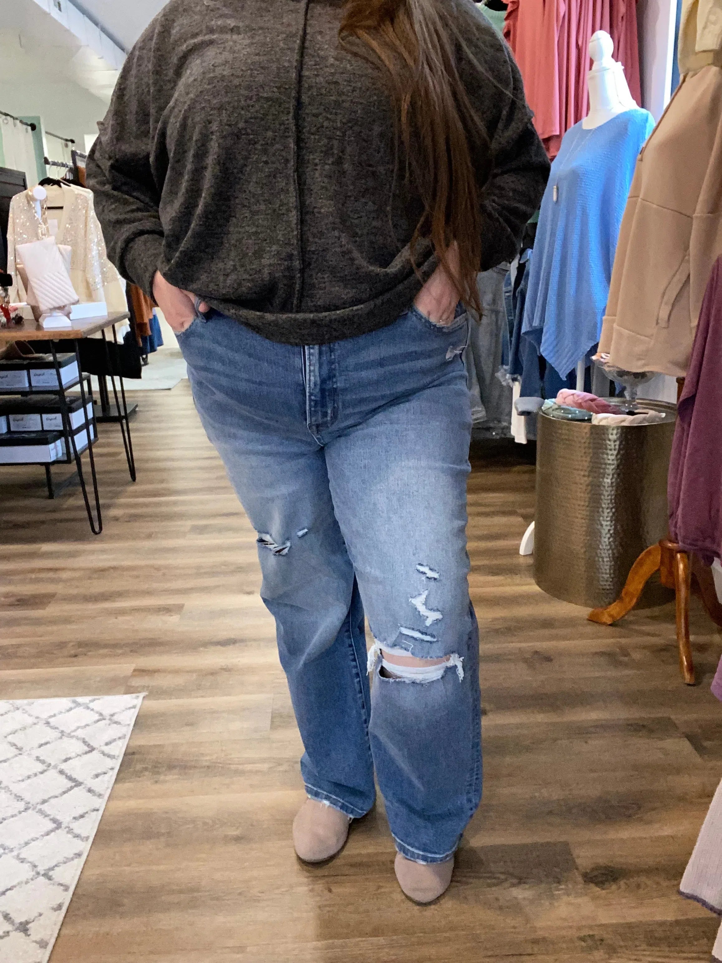 Shop Carsyn Super High Rise Straight Leg Jeans | Mica Denim-Jeans at Ruby Joy Boutique, a Women's Clothing Store in Pickerington, Ohio